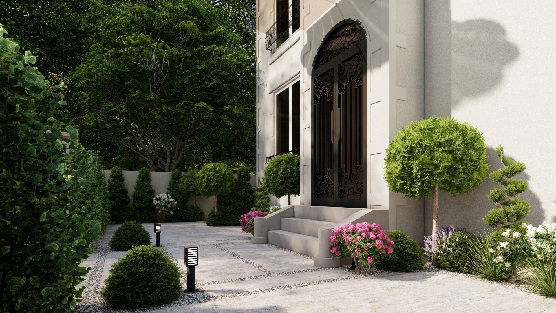 3D Exterior Scene 3D model design garden and landscape 3D 3D model_8