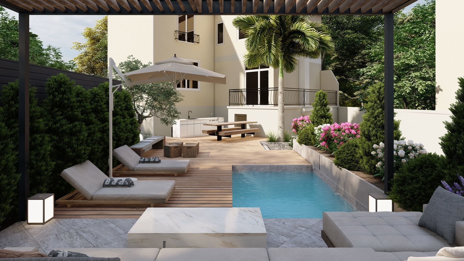 3D Exterior Scene 3D model design garden and landscape 3D 3D model_1