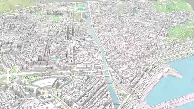 Cityscape Malaga Spain 3D model Cityscape Malaga Spain 3D model