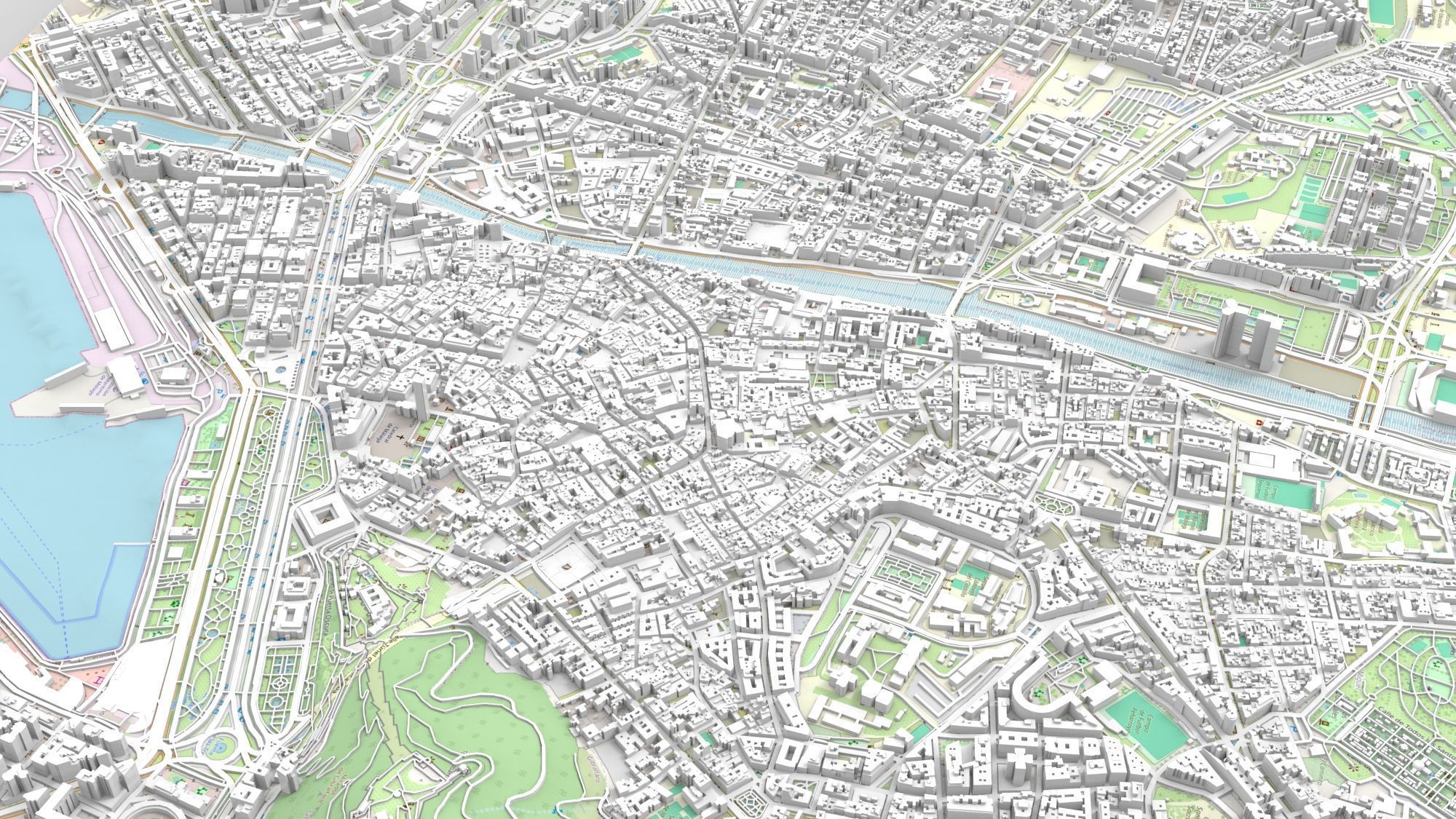 Cityscape Malaga Spain 3D model_9