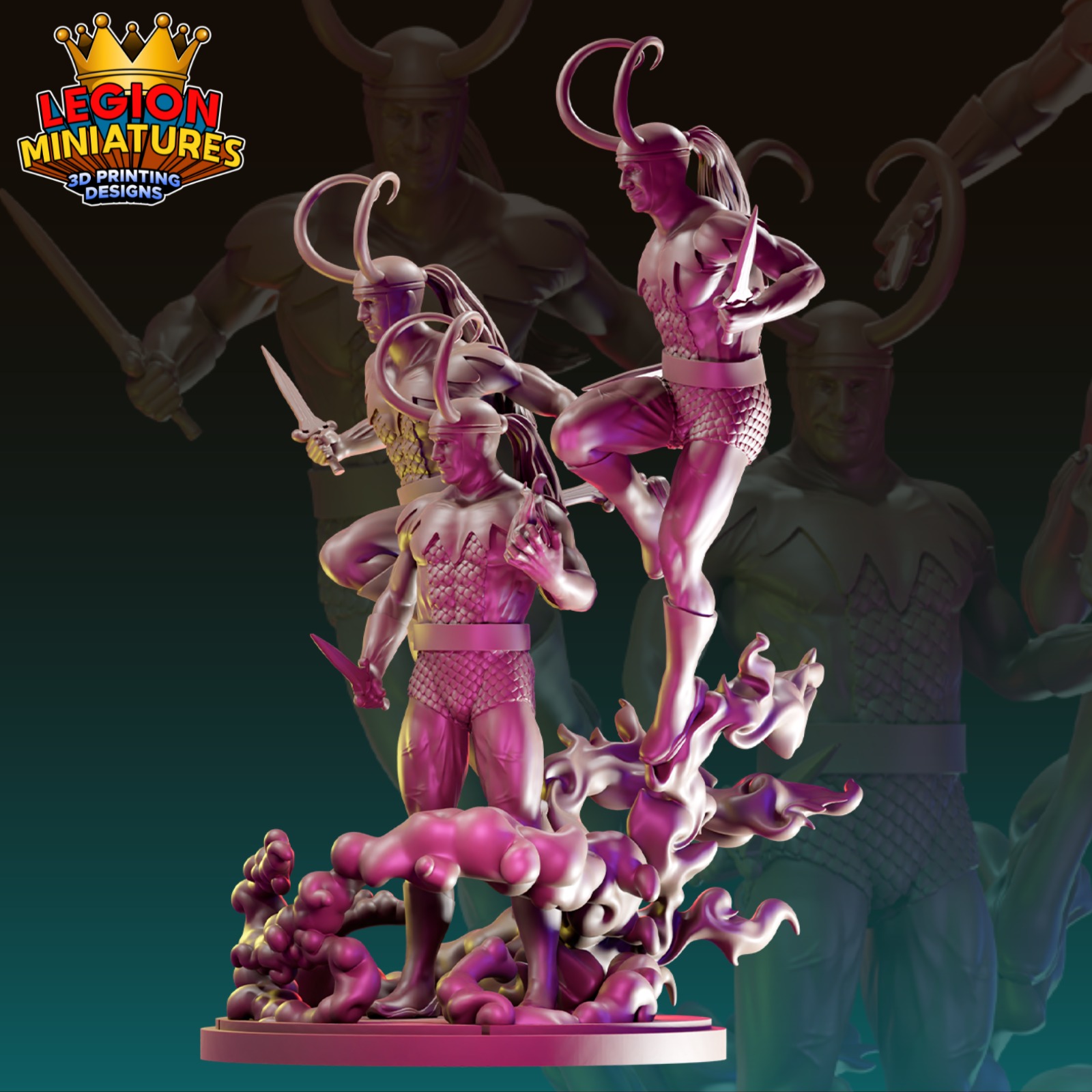 Marvel crisis protocol Loki presupported included 3D print model_2