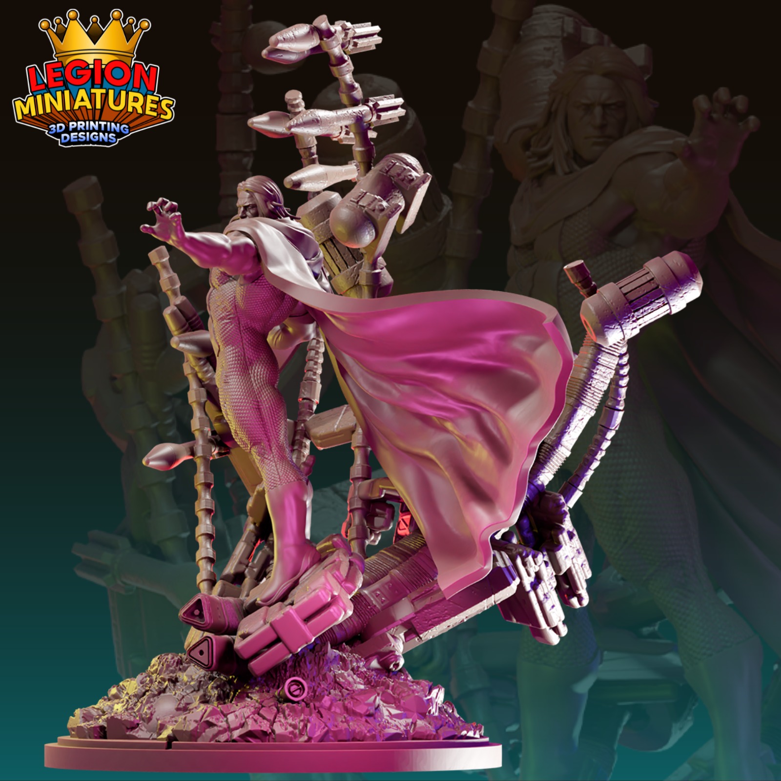 Marvel crisis protocol Magneto presupported included 3D print model_2