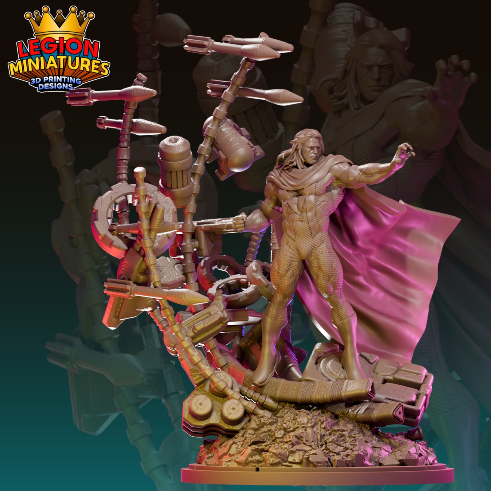 Marvel crisis protocol Magneto presupported included 3D print model_1