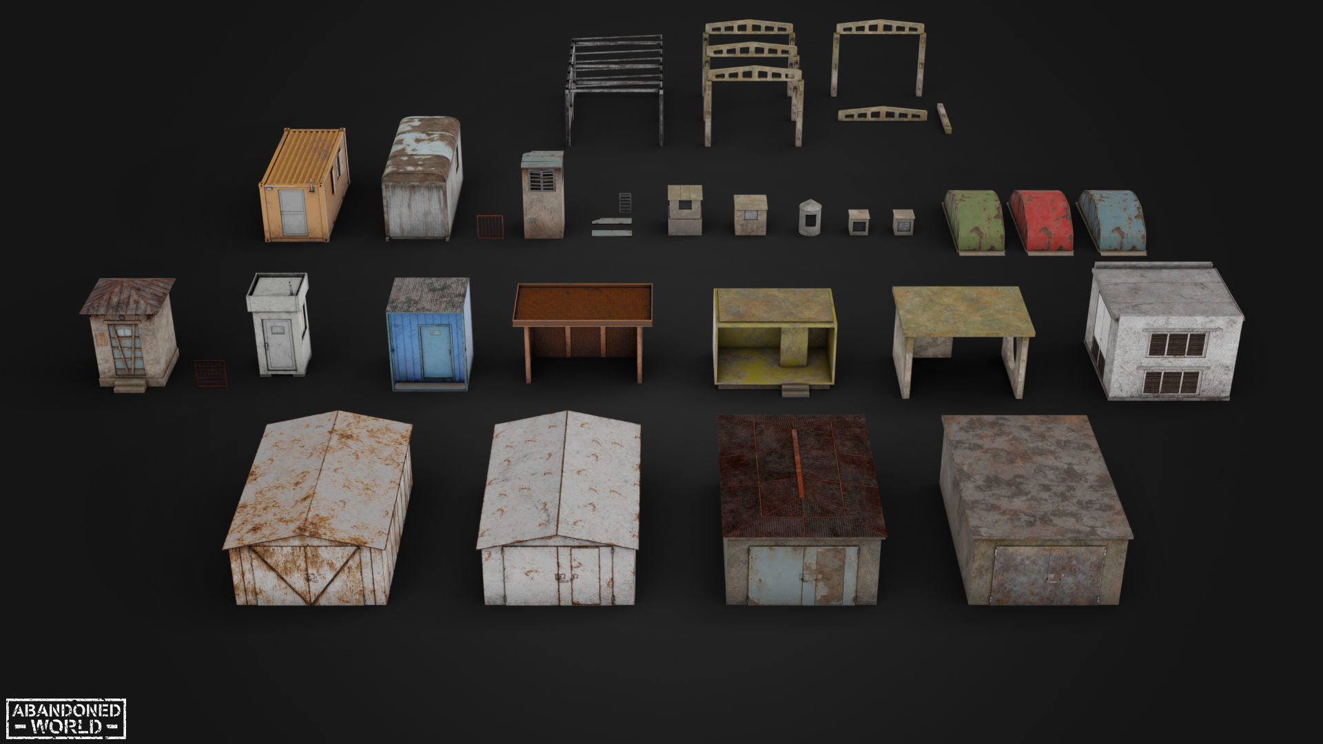 Old Small Buildings 3D Model Collection_3