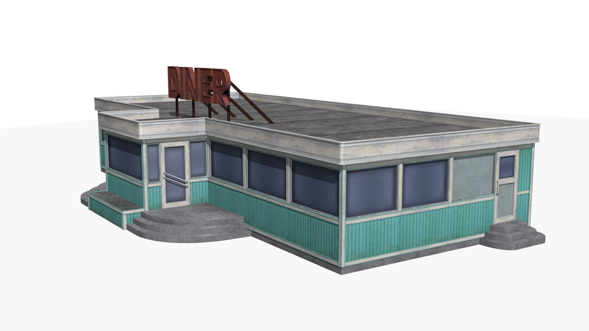 old dining  Low-poly 3D model_3