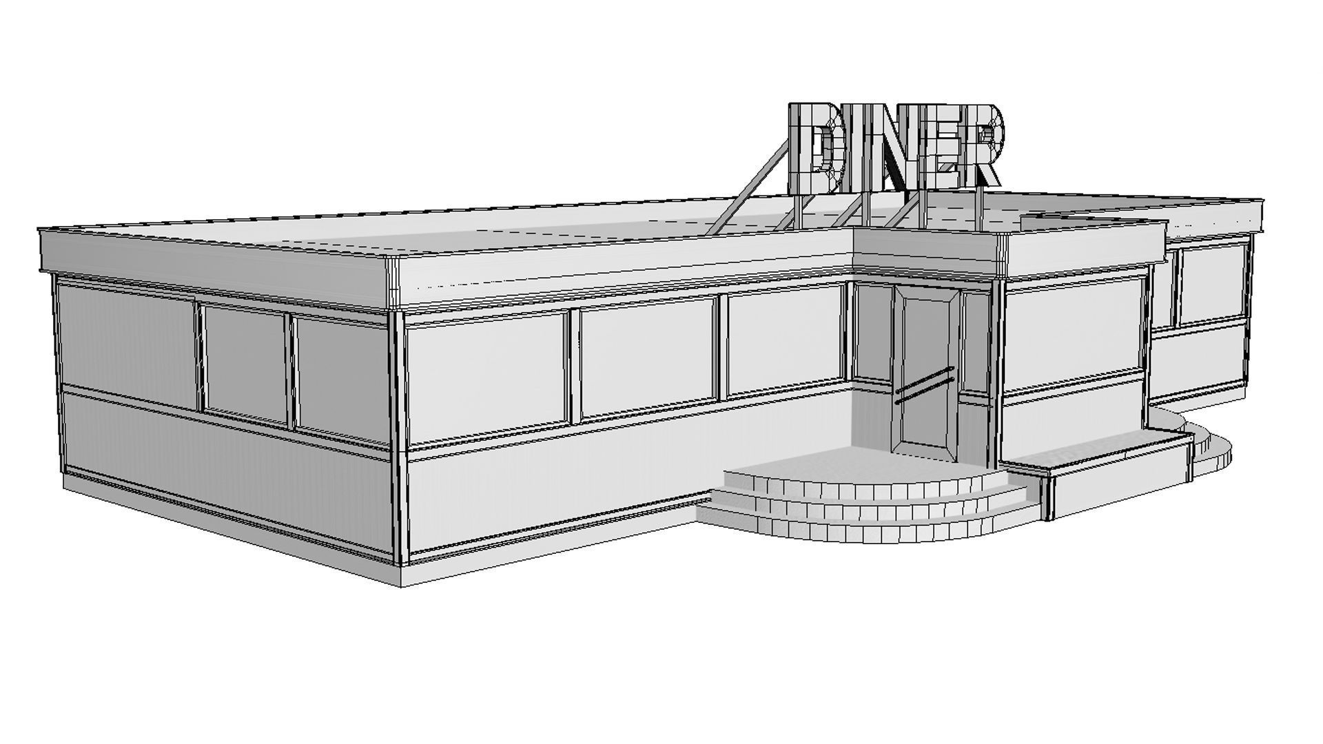 old dining  Low-poly 3D model_10
