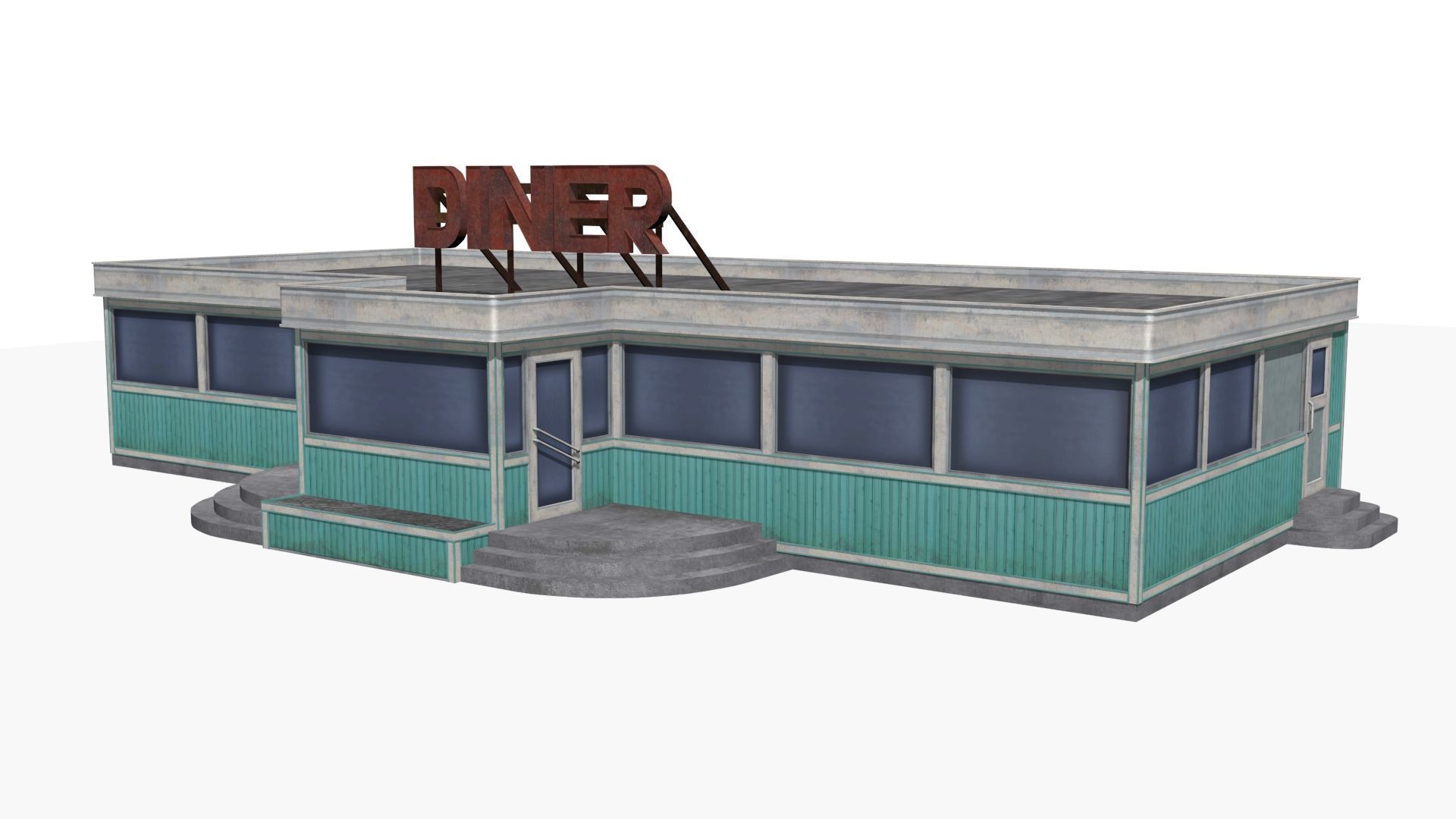 old dining  Low-poly 3D model_2