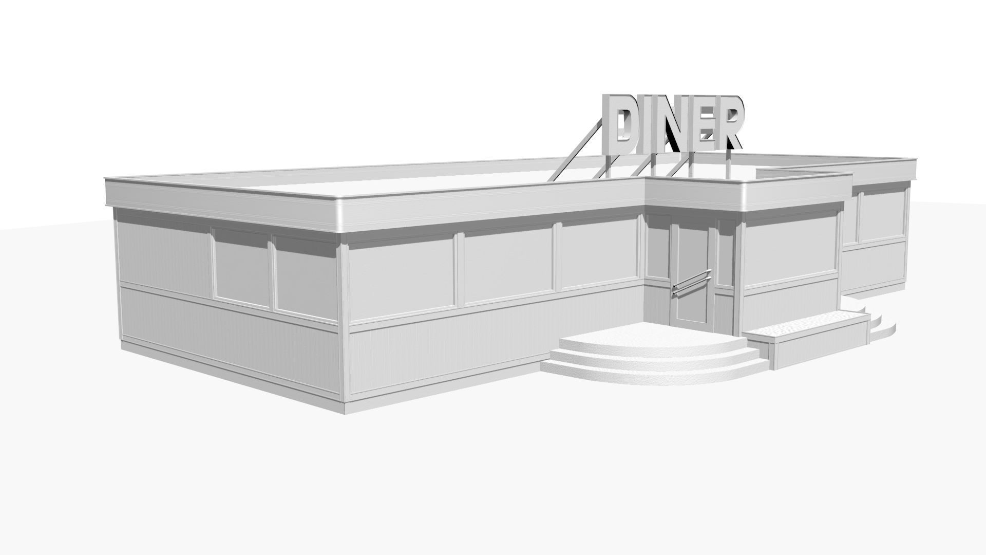 old dining  Low-poly 3D model_9