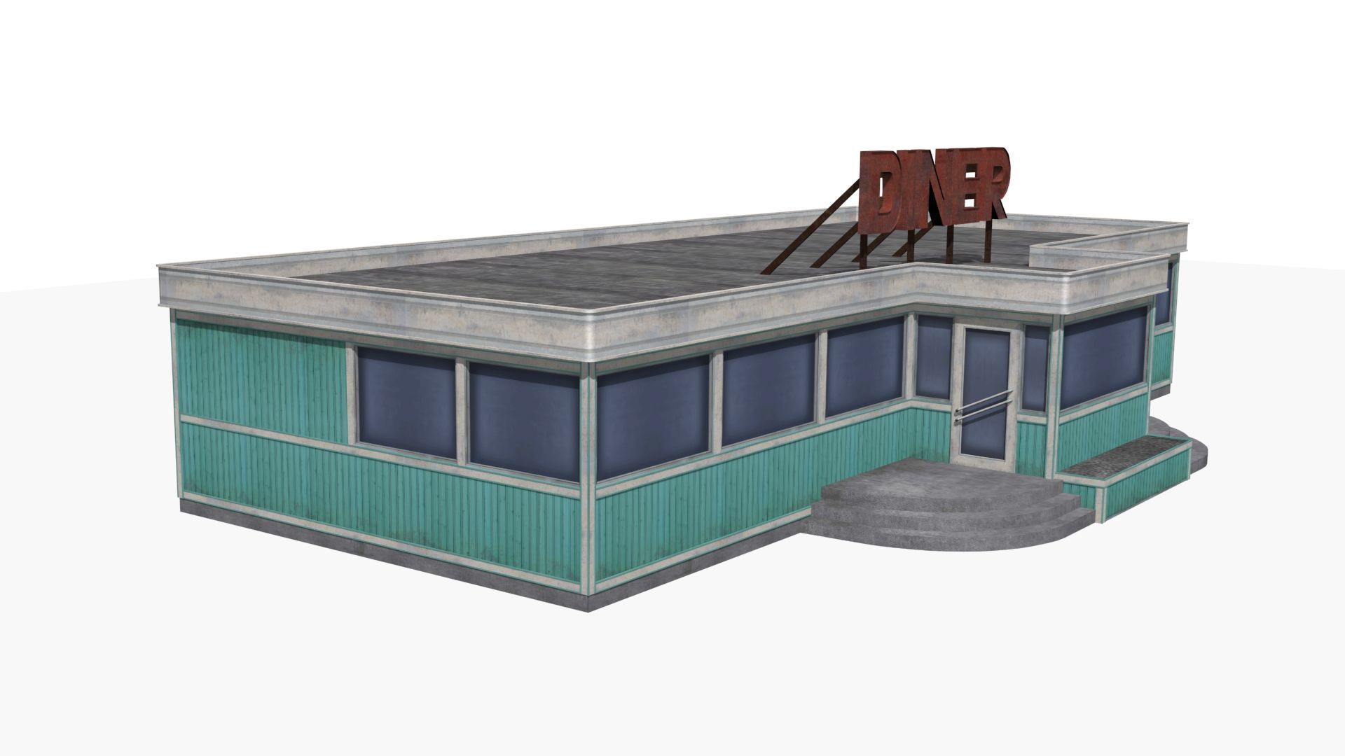 old dining  Low-poly 3D model_7
