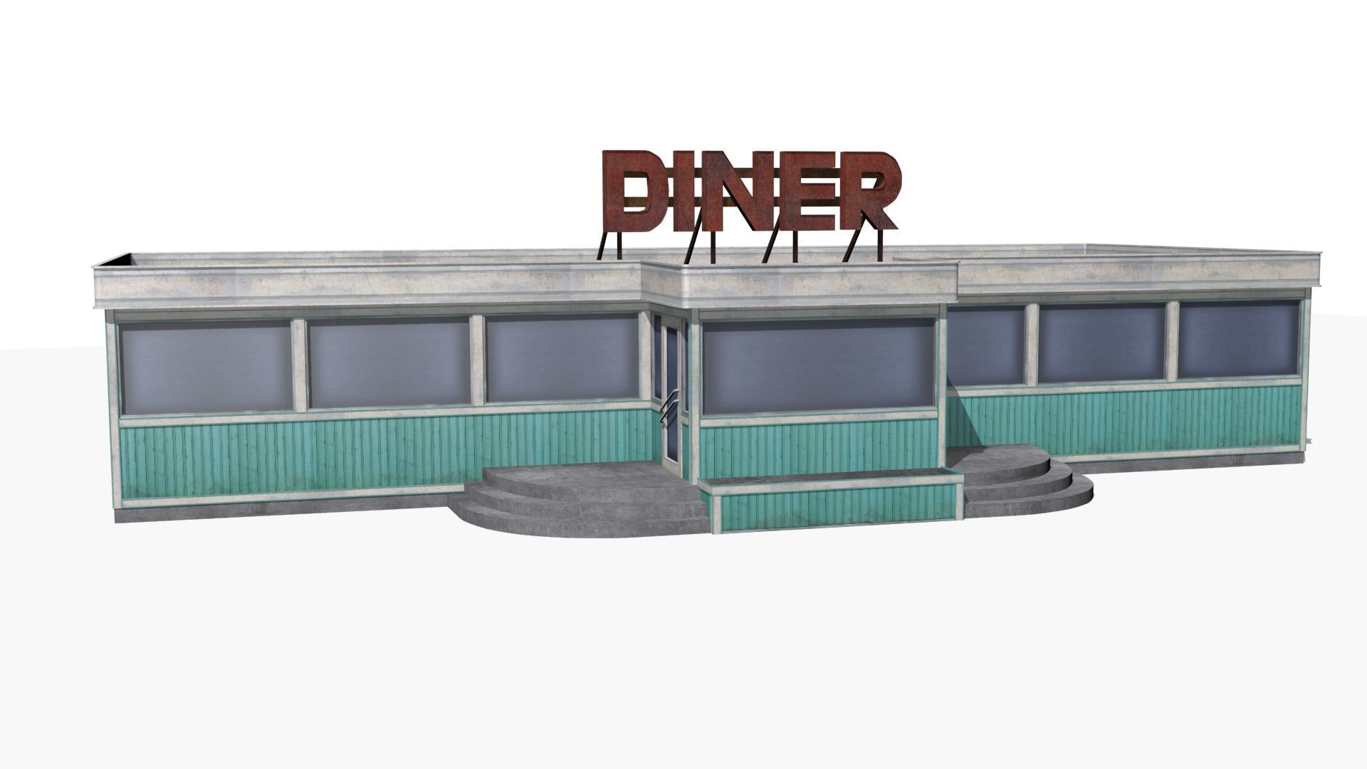 old dining  Low-poly 3D model_8