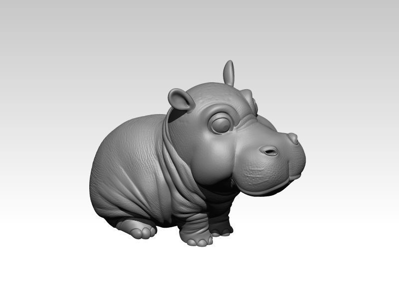 Kawaii Baby Hippo 3D print model_4