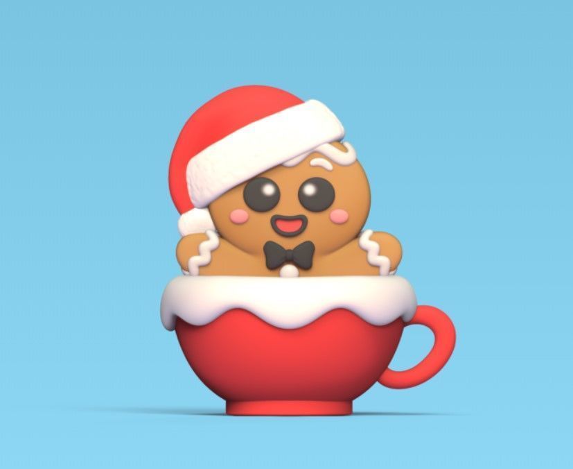 Gingerbread Man Cup 3D print model_1
