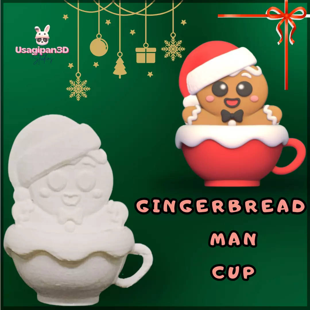 Gingerbread Man Cup 3D print model_0