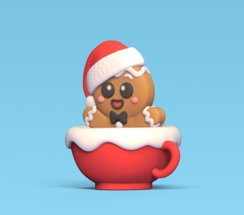 Gingerbread Man Cup 3D print model_2