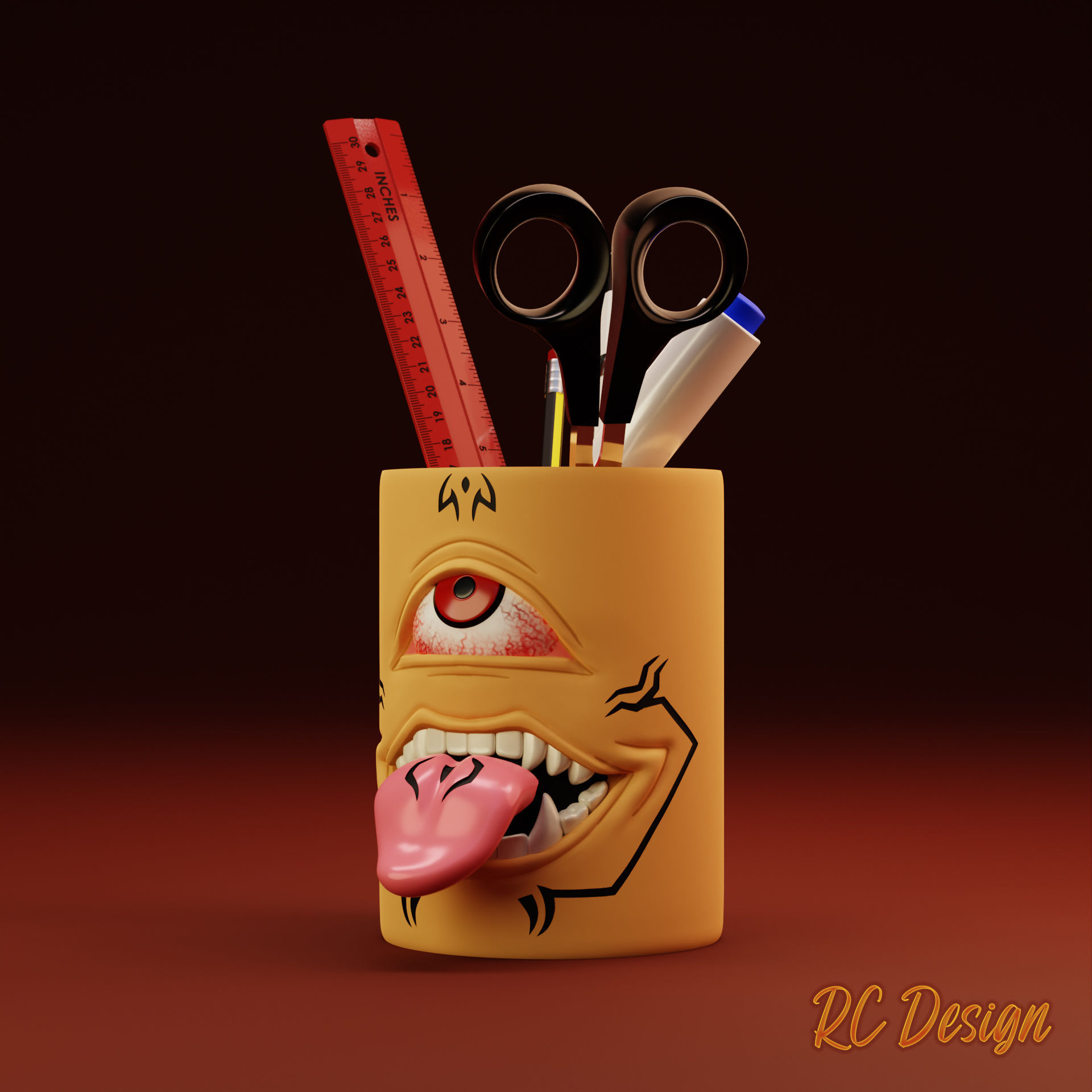 pencil holder of Sukuna from Jujutsu Kaisen lapicero 3D print model_2