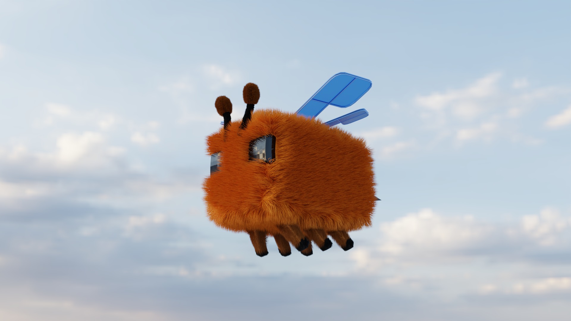 Minecraft Bee Low-poly 3D model_4