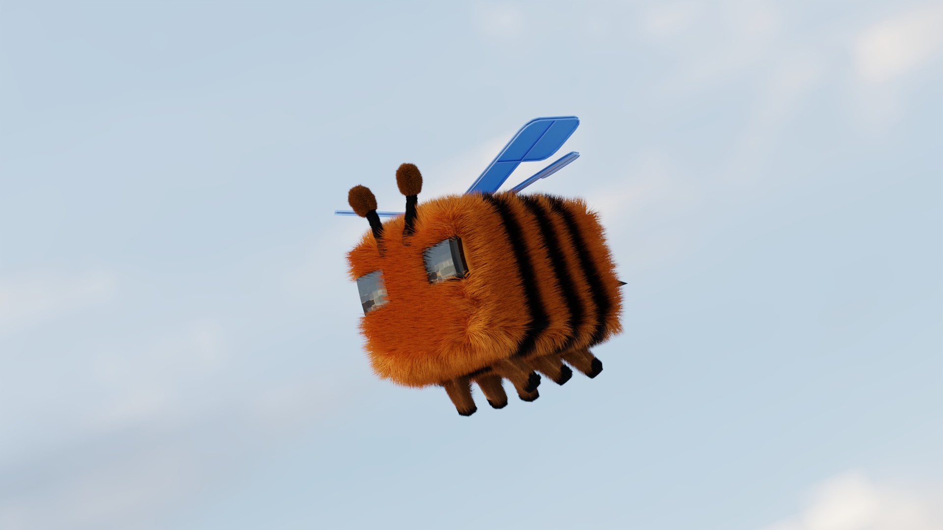 Minecraft Bee Low-poly 3D model_2
