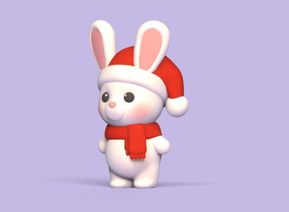 Xmas Cute Bunny 3D print model_2