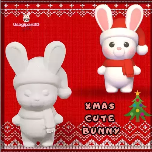 Xmas Cute Bunny 3D print model Xmas Cute Bunny 3D print model