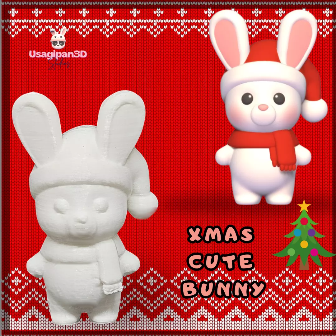 Xmas Cute Bunny 3D print model_0