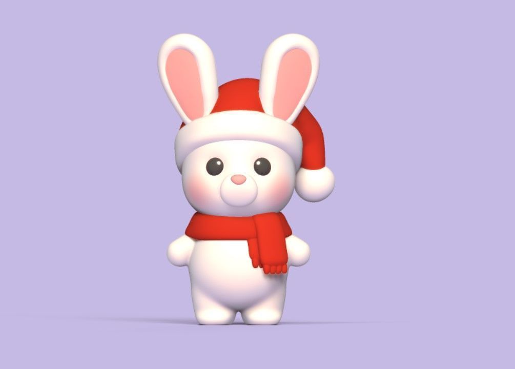 Xmas Cute Bunny 3D print model_1