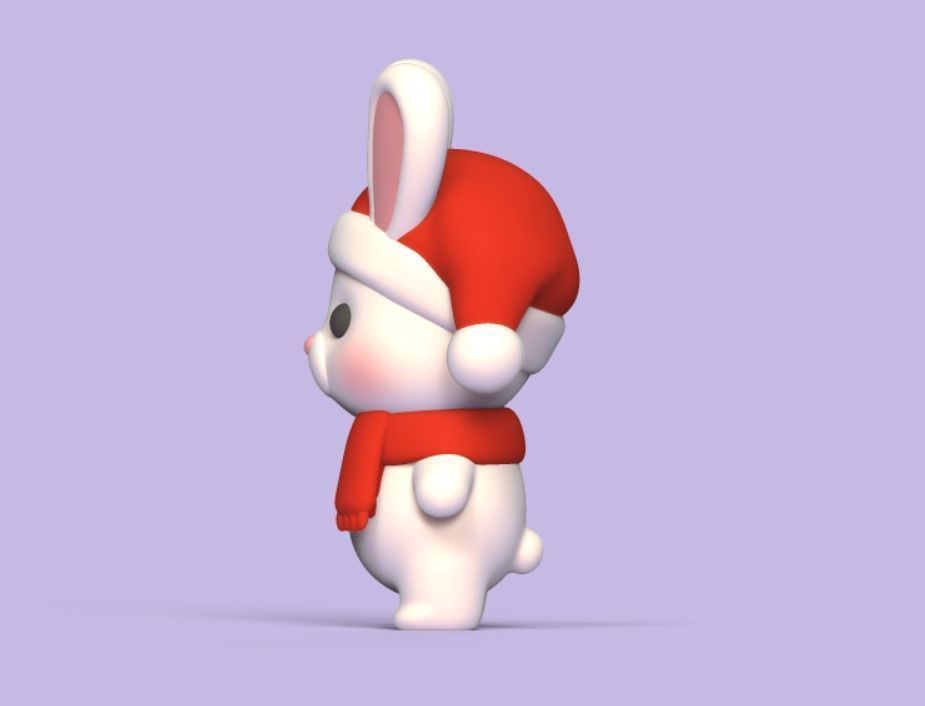 Xmas Cute Bunny 3D print model_3