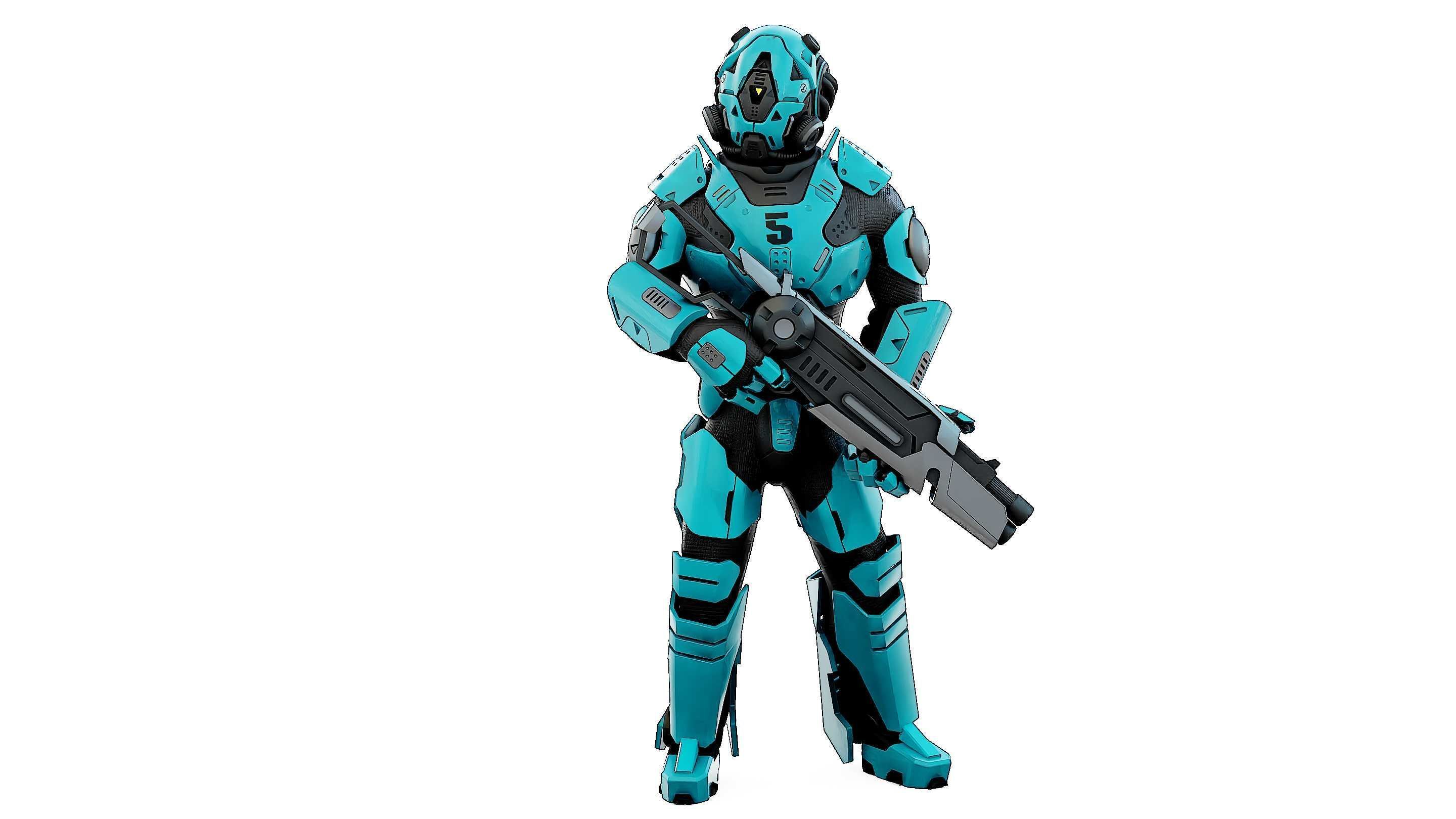 CYBORG SOLDIER RX-800 Rigged for Unreal Engine - Unity - MIXAMO 3D model_22