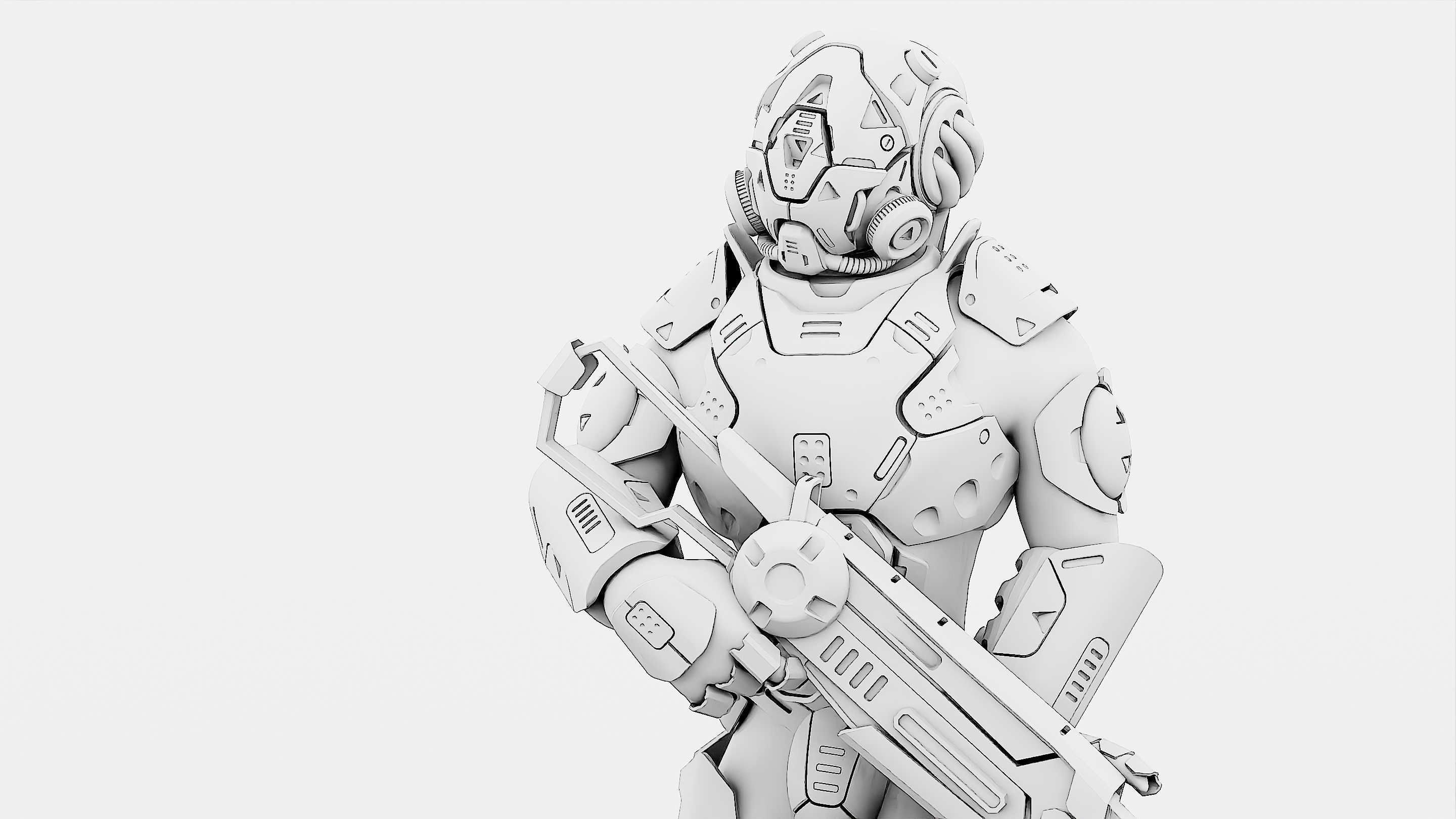 CYBORG SOLDIER RX-800 Rigged for Unreal Engine - Unity - MIXAMO 3D model_34