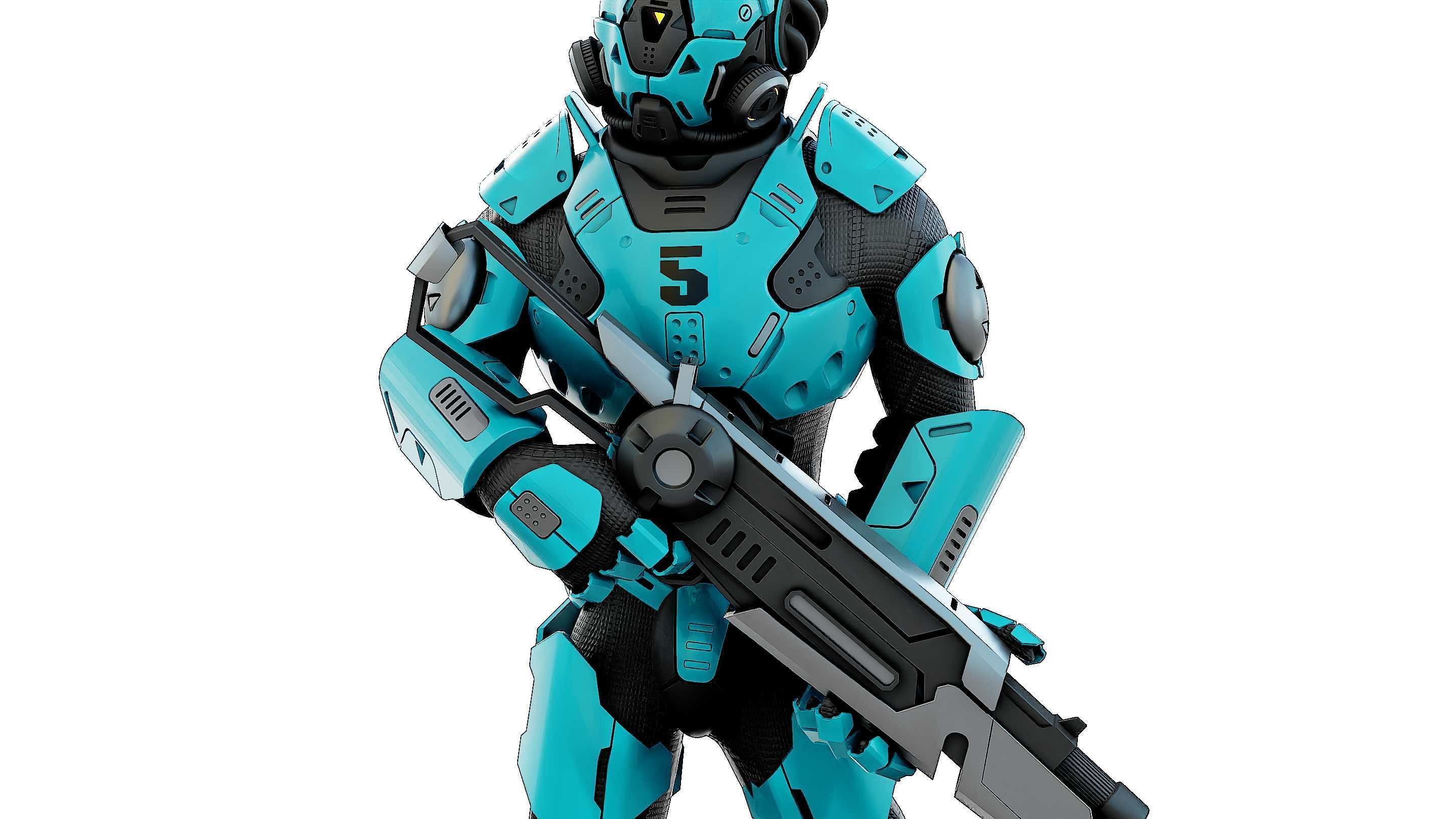CYBORG SOLDIER RX-800 Rigged for Unreal Engine - Unity - MIXAMO 3D model_29