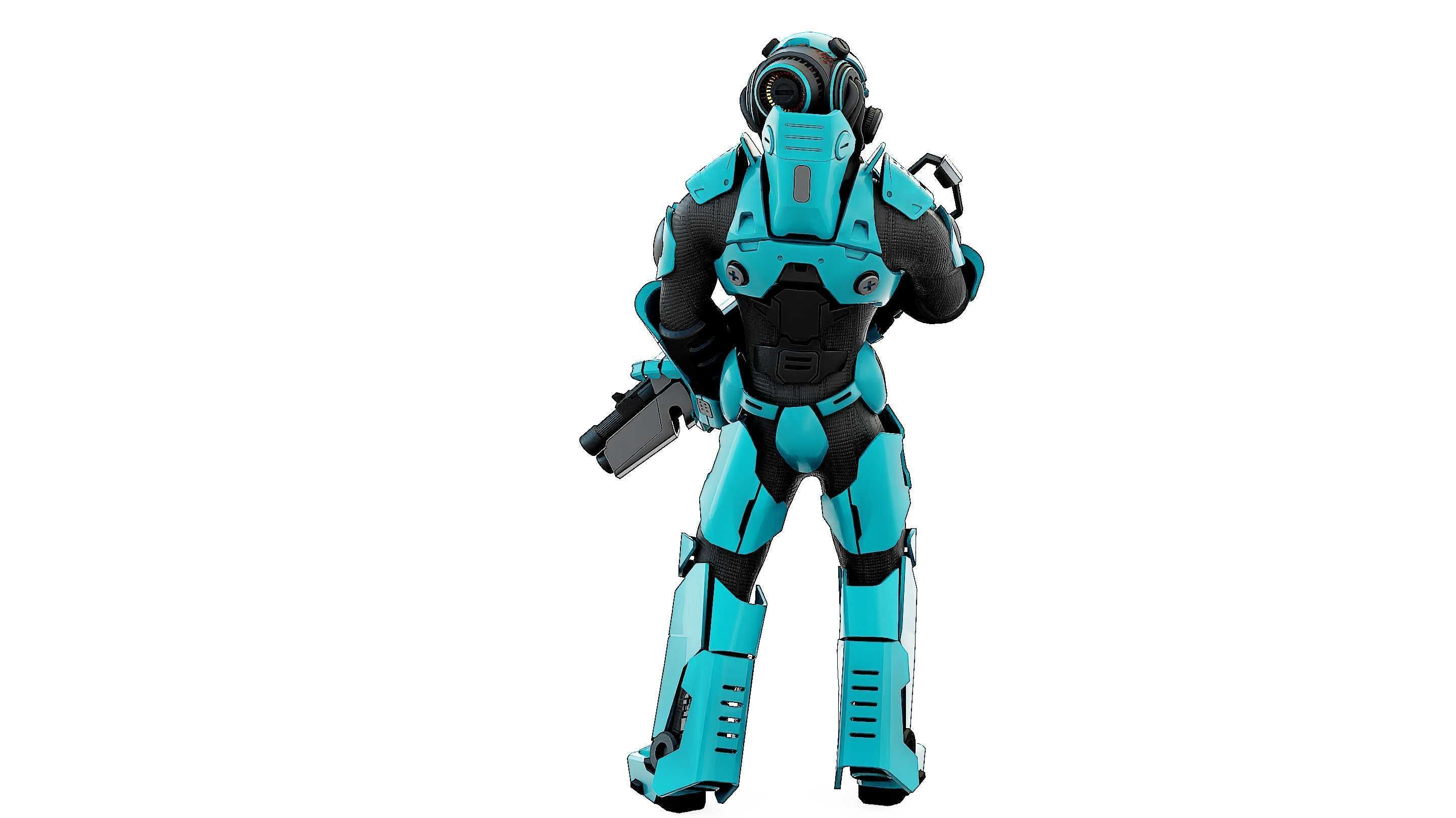 CYBORG SOLDIER RX-800 Rigged for Unreal Engine - Unity - MIXAMO 3D model_12