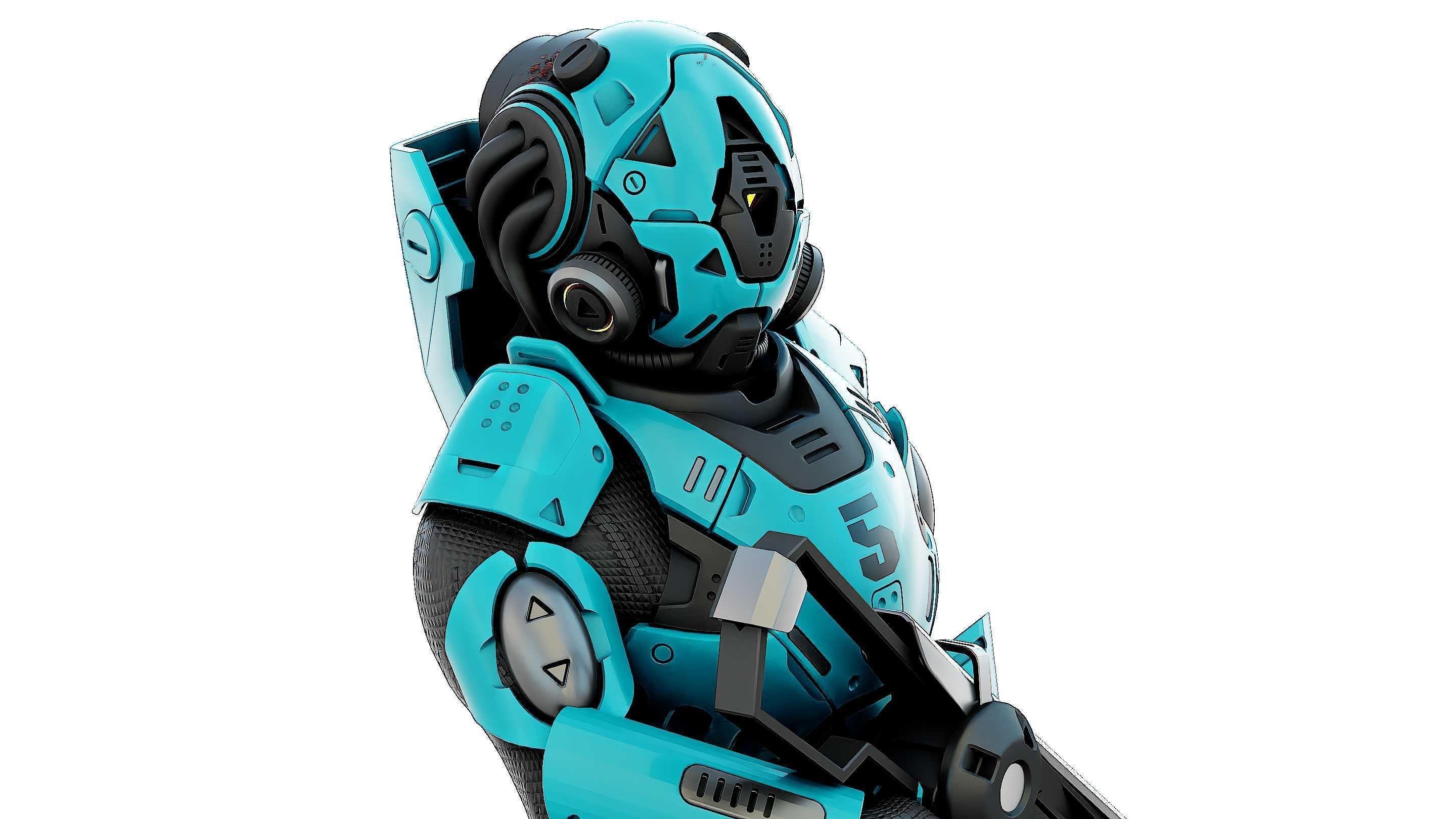 CYBORG SOLDIER RX-800 Rigged for Unreal Engine - Unity - MIXAMO 3D model_24