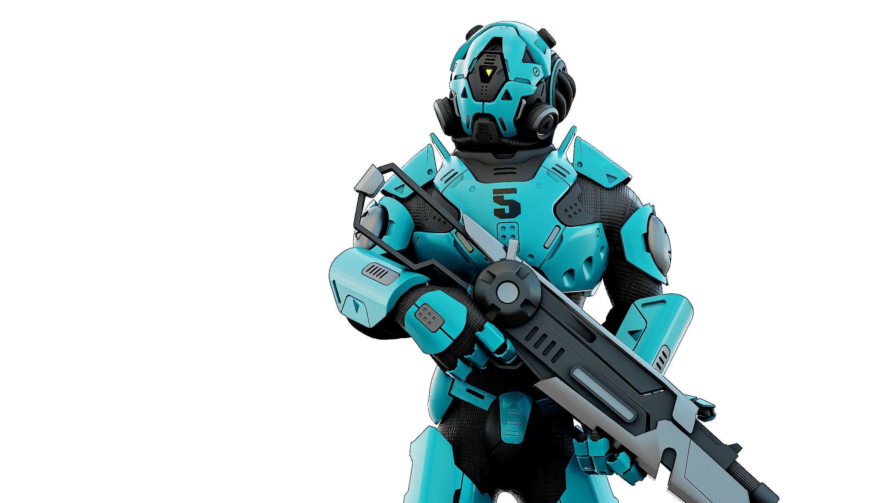 CYBORG SOLDIER RX-800 Rigged for Unreal Engine - Unity - MIXAMO 3D model_2