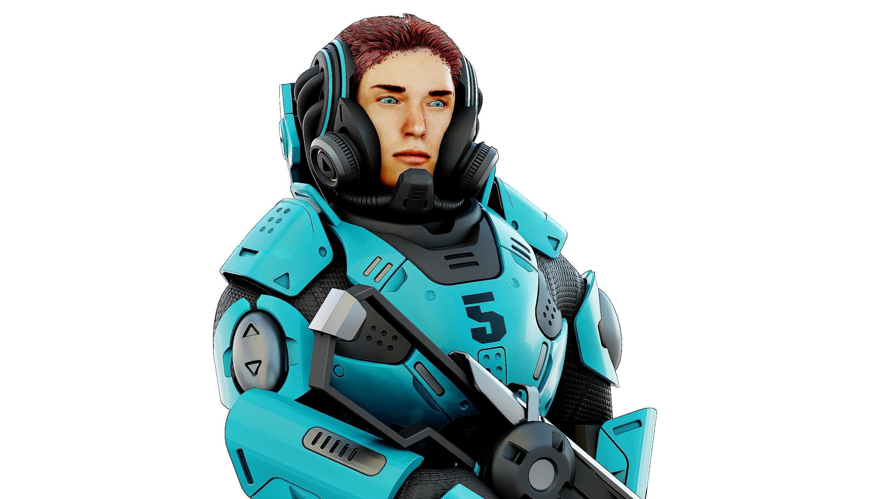 CYBORG SOLDIER RX-800 Rigged for Unreal Engine - Unity - MIXAMO 3D model_25