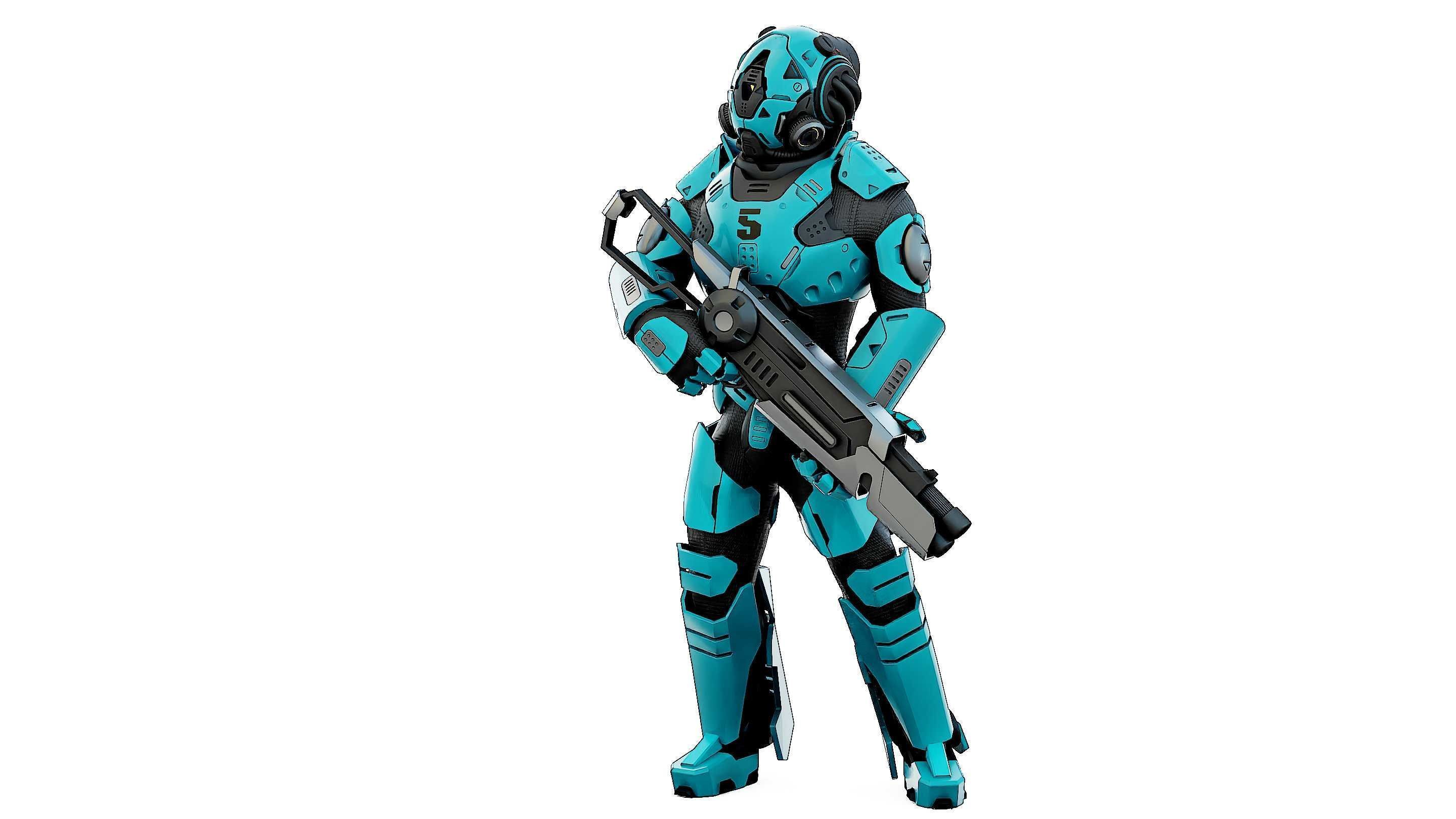 CYBORG SOLDIER RX-800 Rigged for Unreal Engine - Unity - MIXAMO 3D model_21