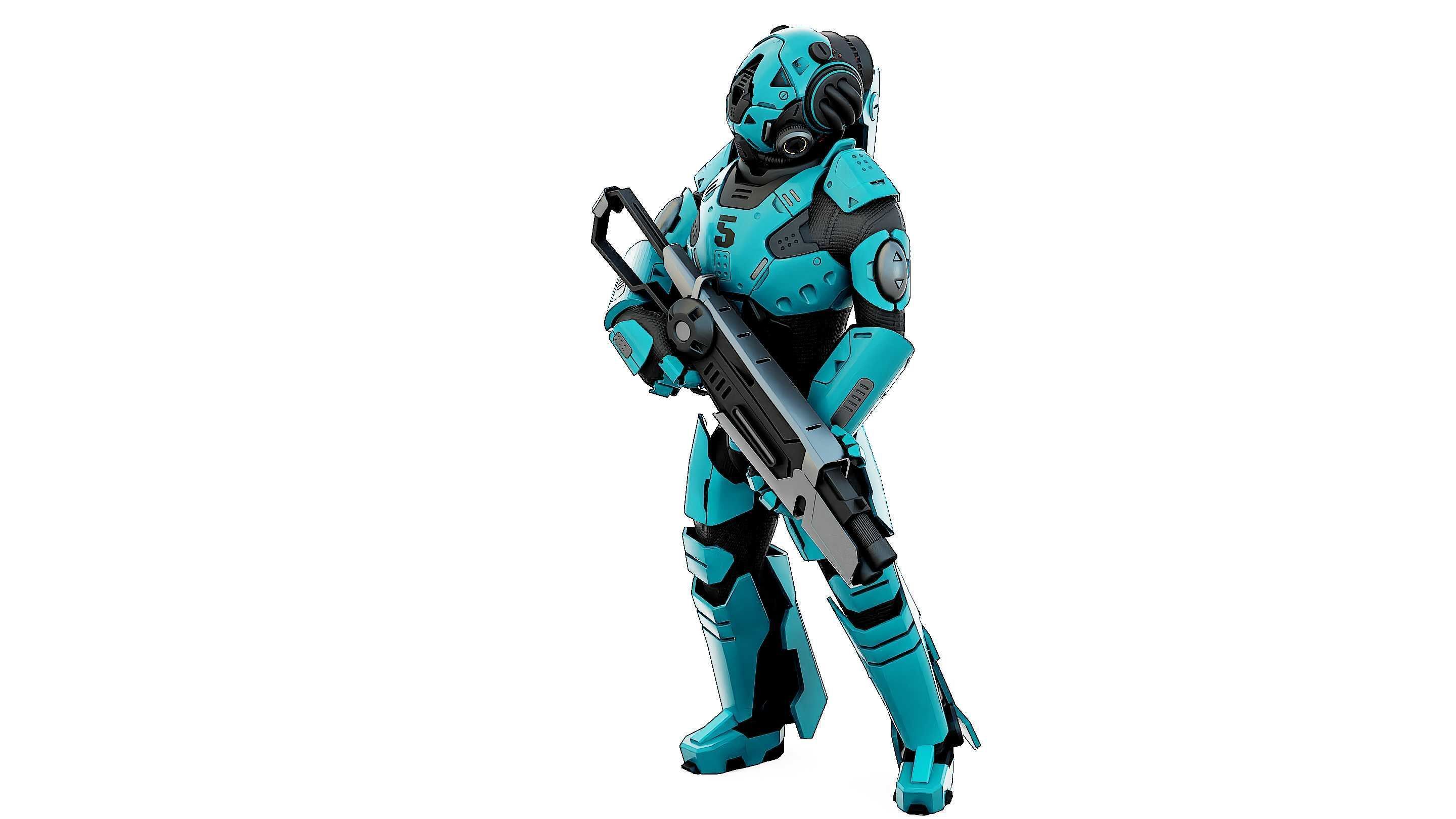 CYBORG SOLDIER RX-800 Rigged for Unreal Engine - Unity - MIXAMO 3D model_20