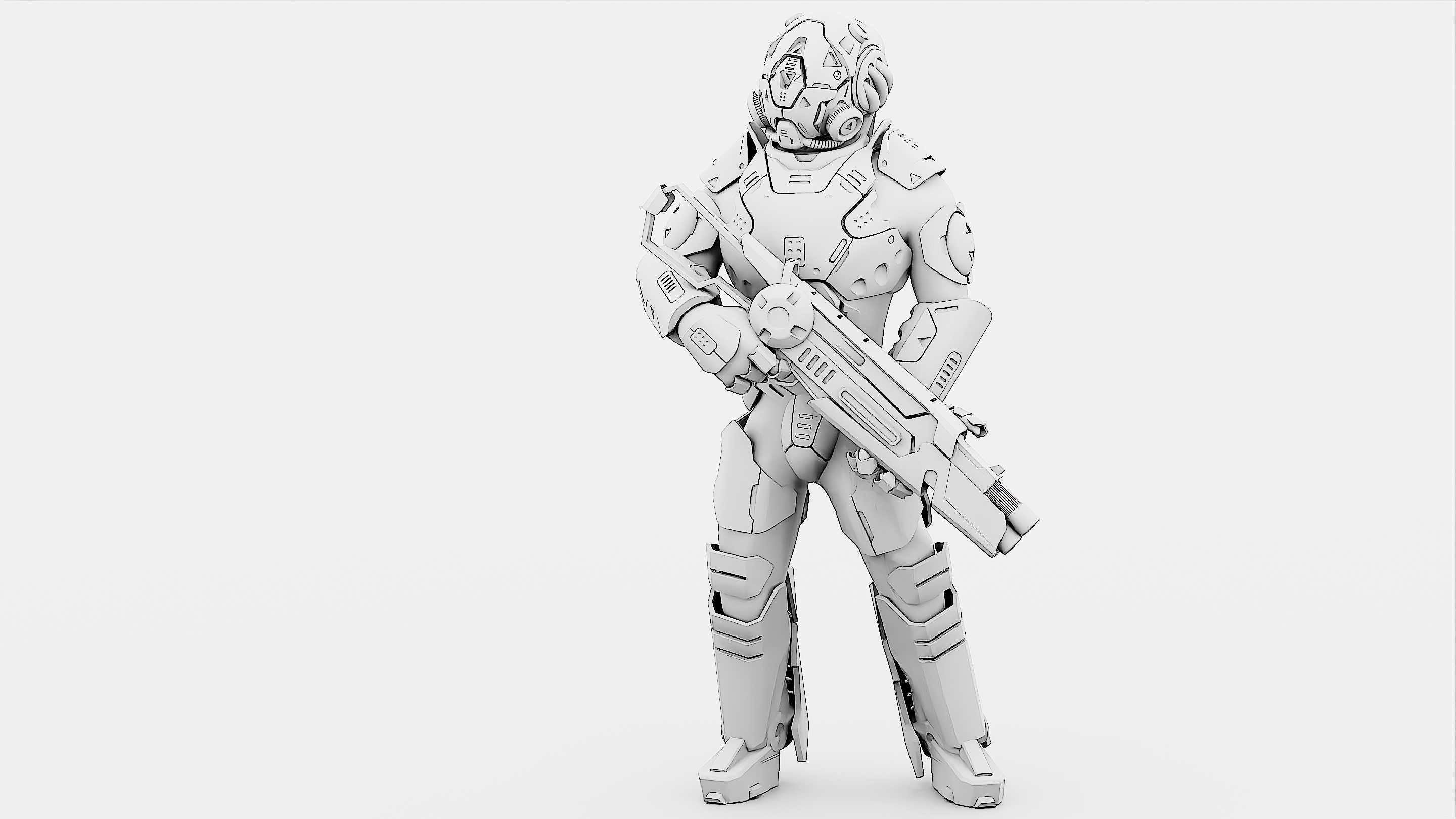 CYBORG SOLDIER RX-800 Rigged for Unreal Engine - Unity - MIXAMO 3D model_32