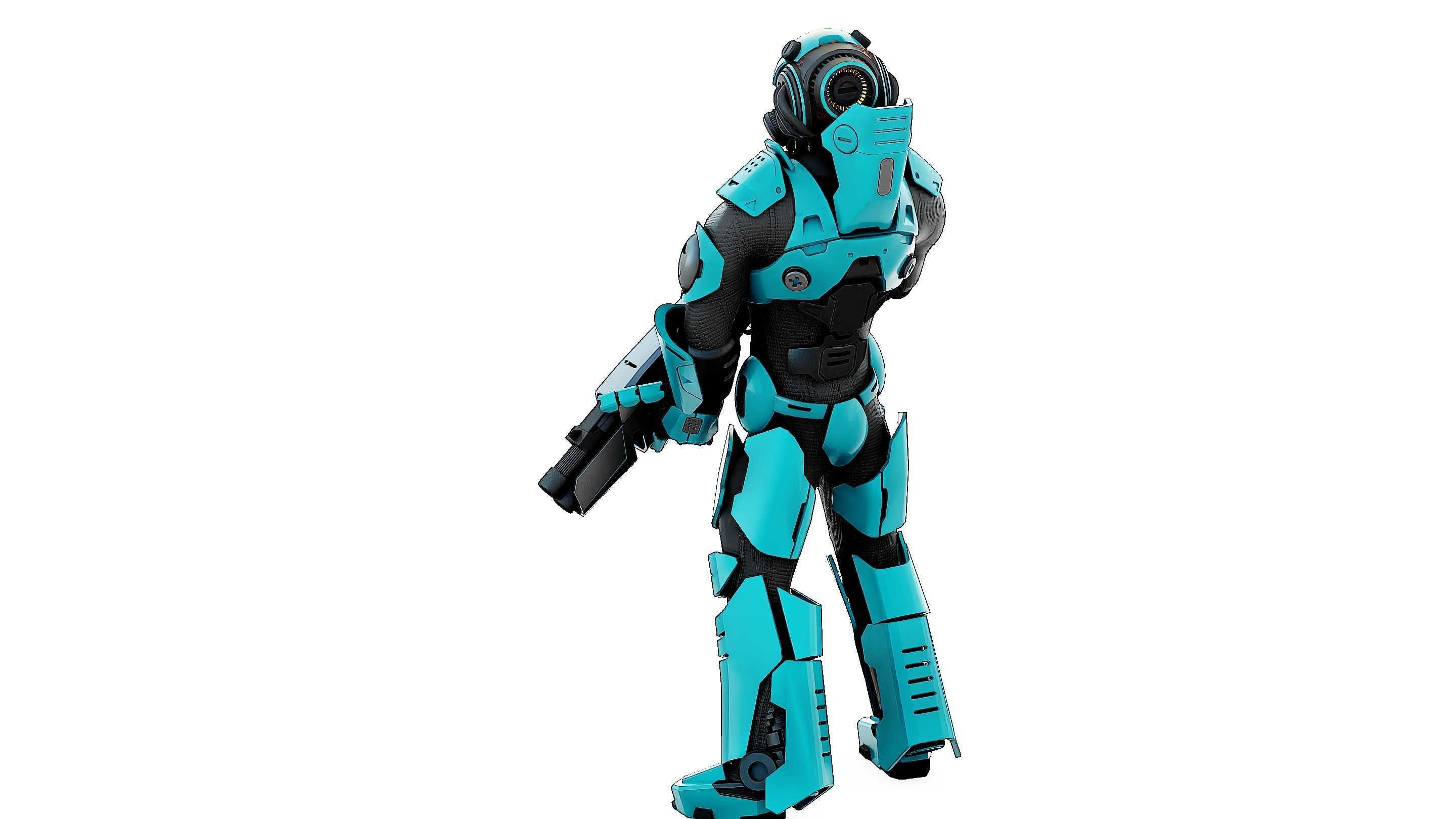 CYBORG SOLDIER RX-800 Rigged for Unreal Engine - Unity - MIXAMO 3D model_14