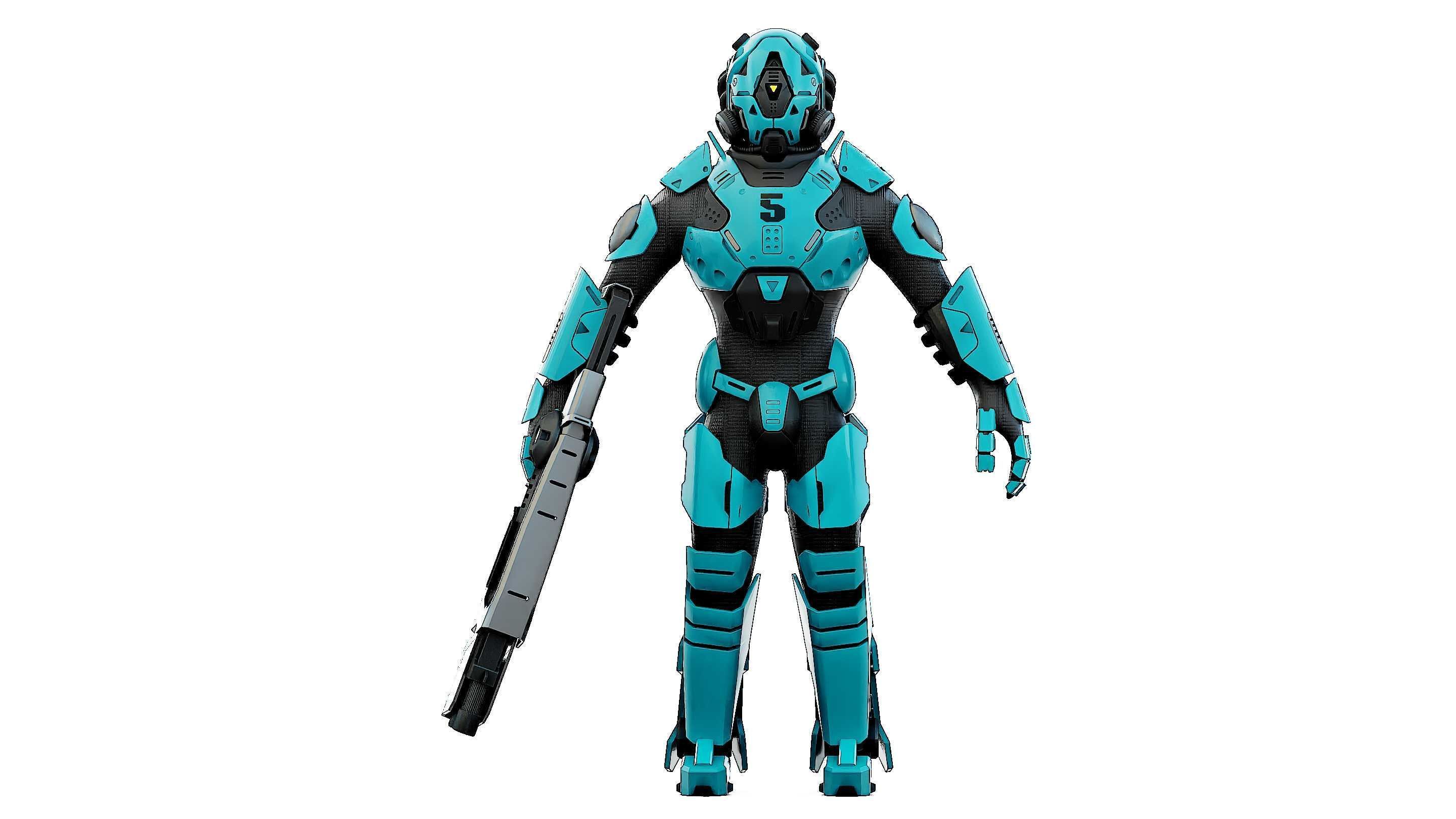 CYBORG SOLDIER RX-800 Rigged for Unreal Engine - Unity - MIXAMO 3D model_30