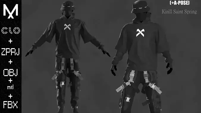 Streetwear Male Marvelous designer Clo3d OBJ mtl FBX ZPRJ