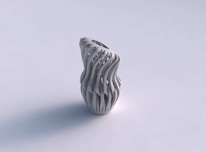 Vase plain twisted round top with muscle sturcture squeezed with streched top corner