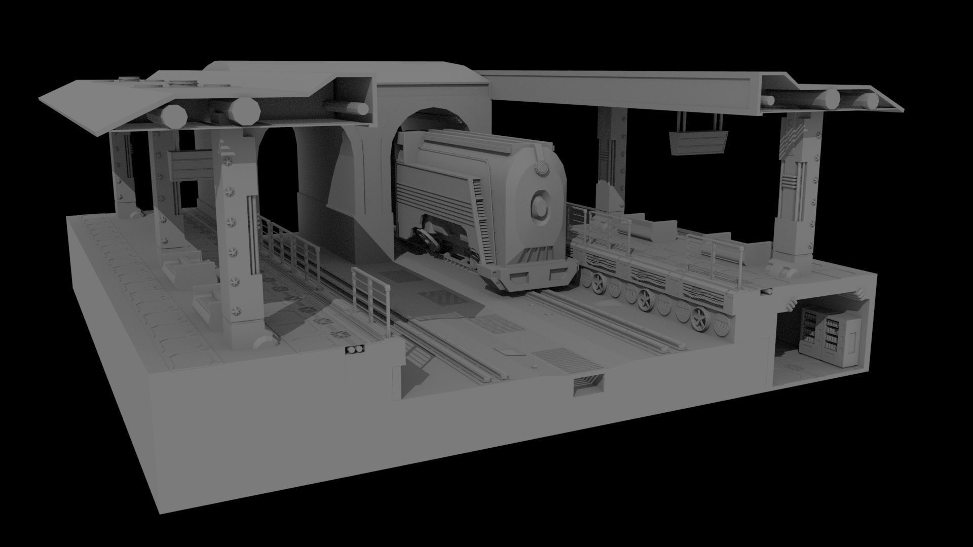 Si-Fi Railway station 3D model_1