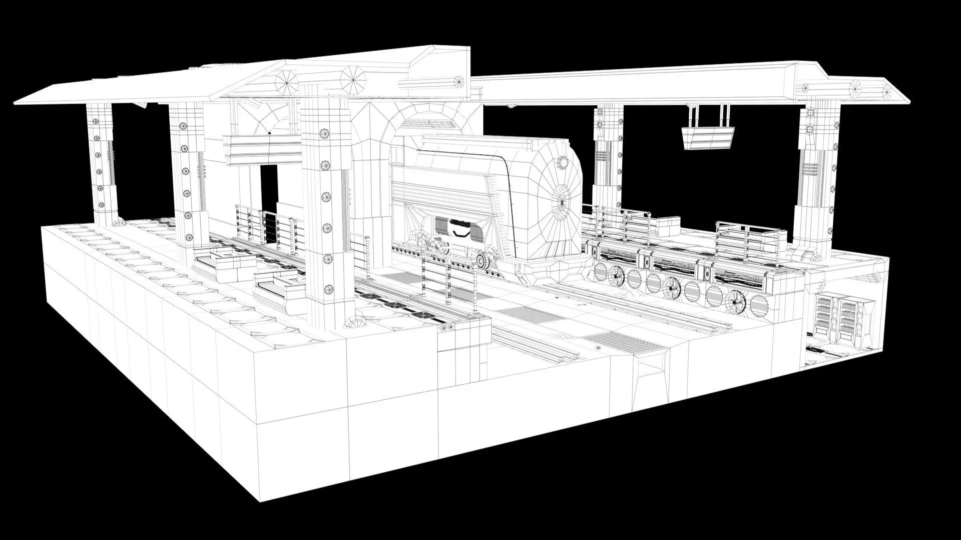 Si-Fi Railway station 3D model_0