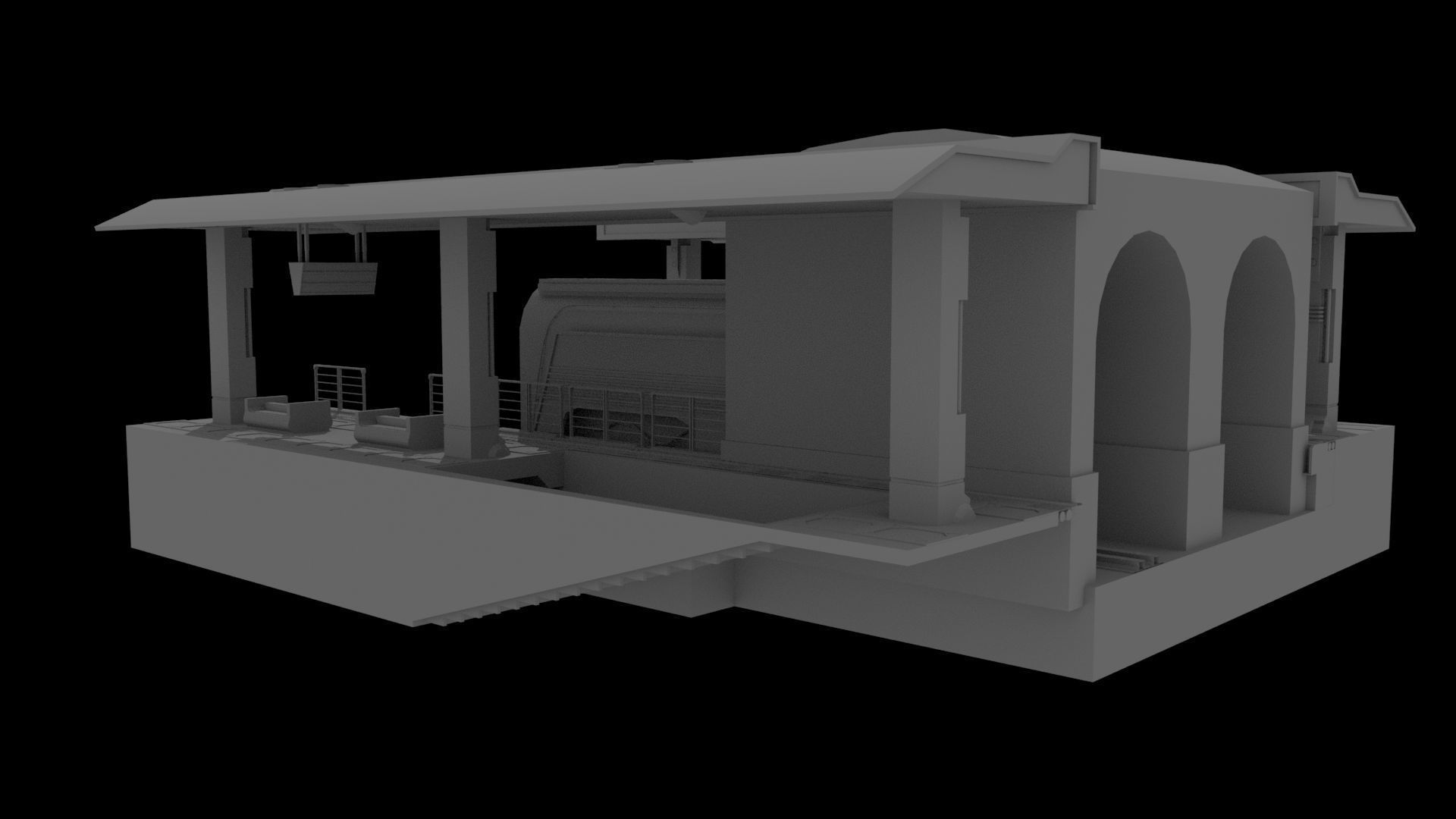 Si-Fi Railway station 3D model_14