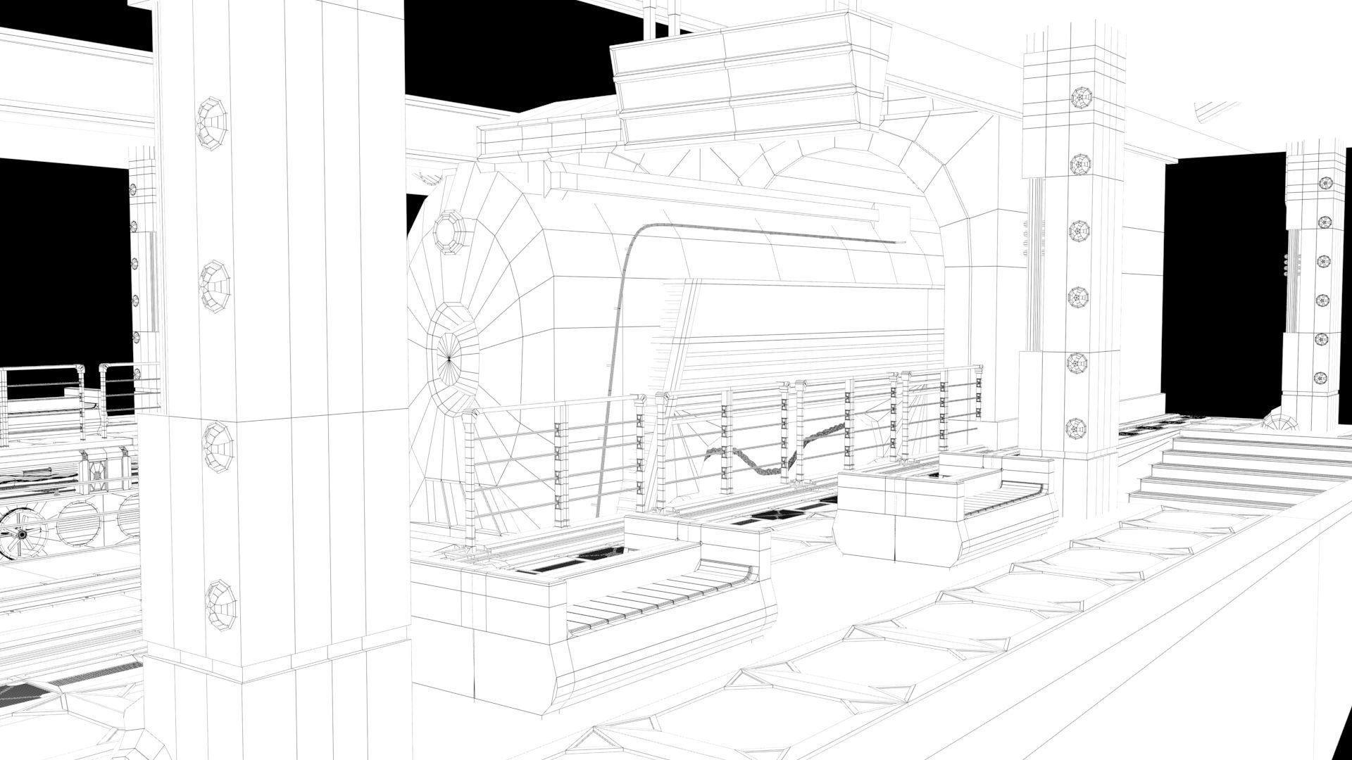 Si-Fi Railway station 3D model_4