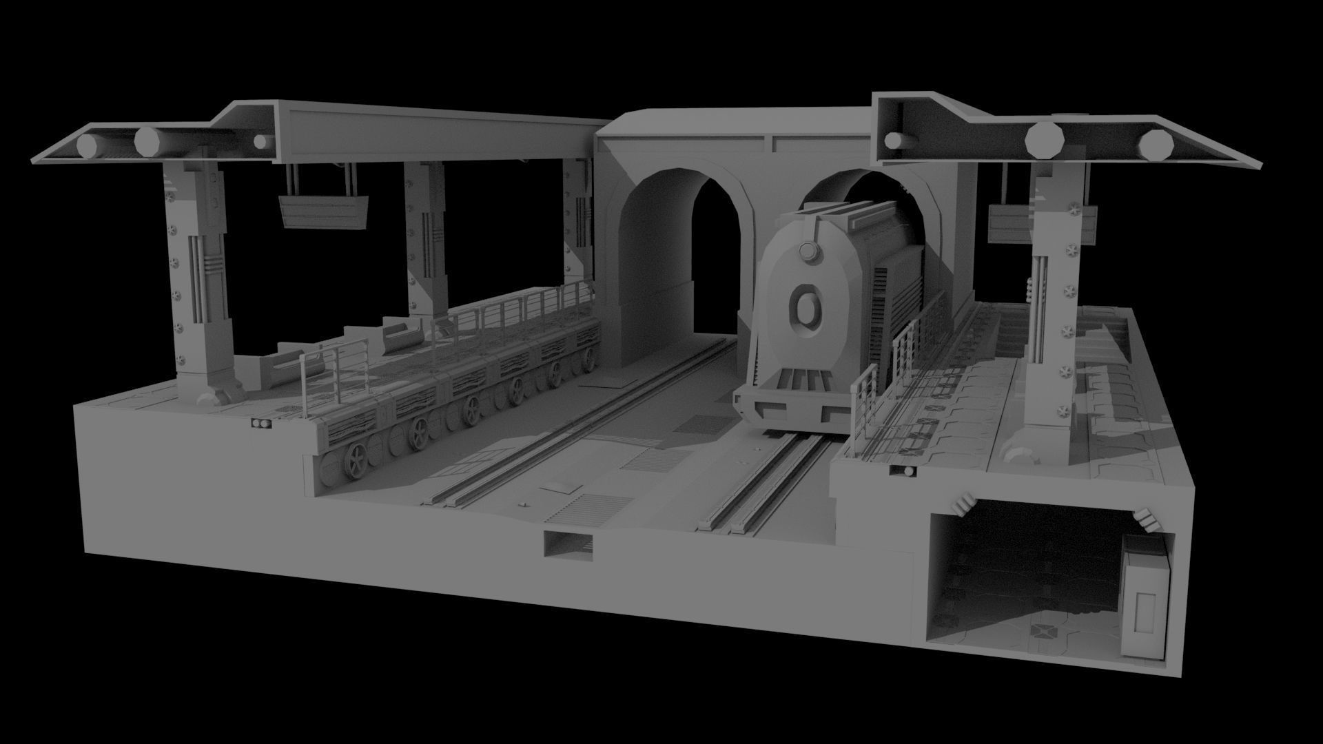 Si-Fi Railway station 3D model_7