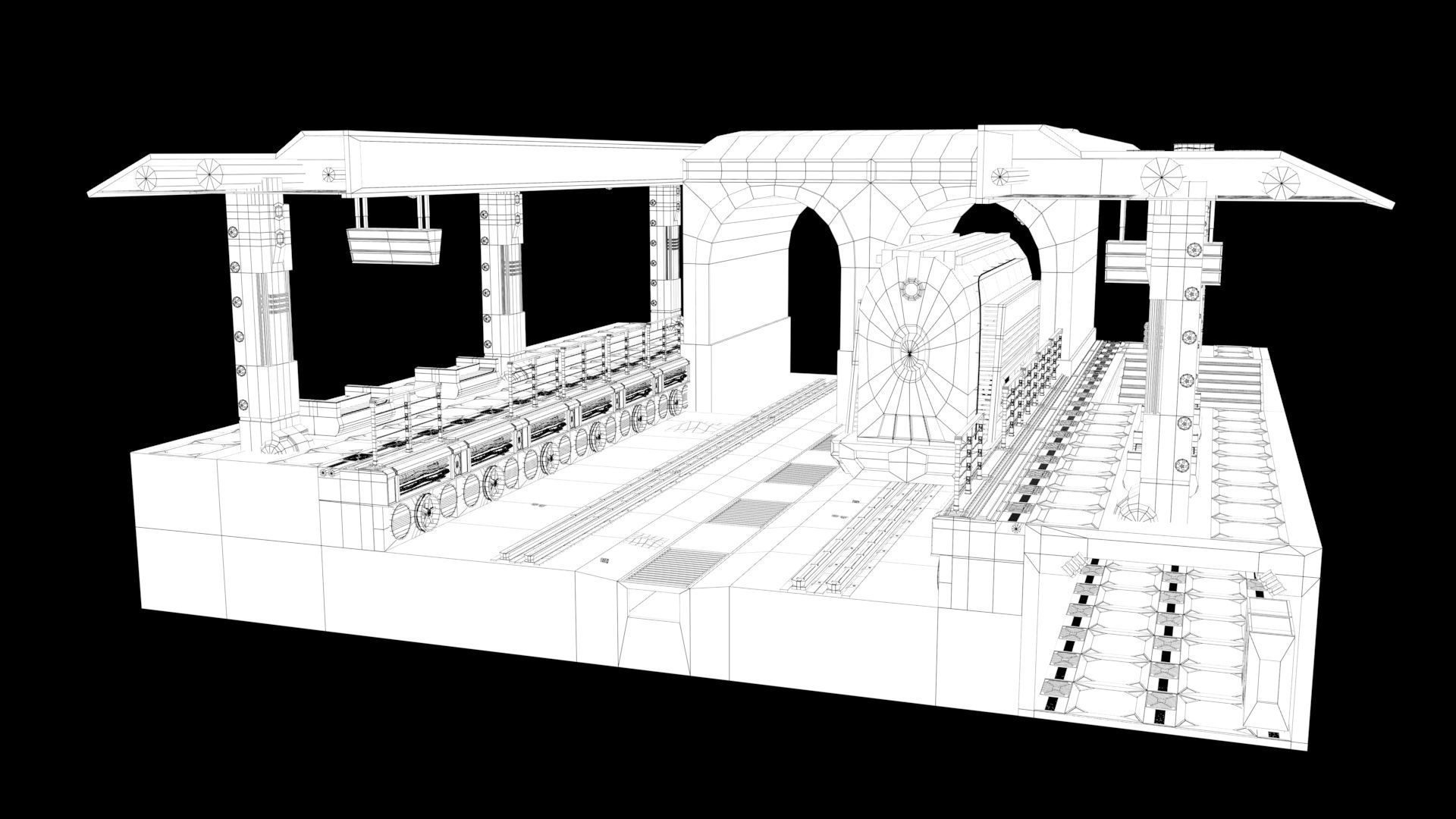 Si-Fi Railway station 3D model_2