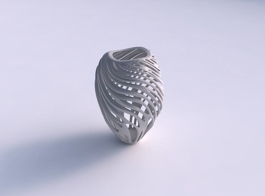 Vase oval with smooth cuts wavy top 3D print model_0