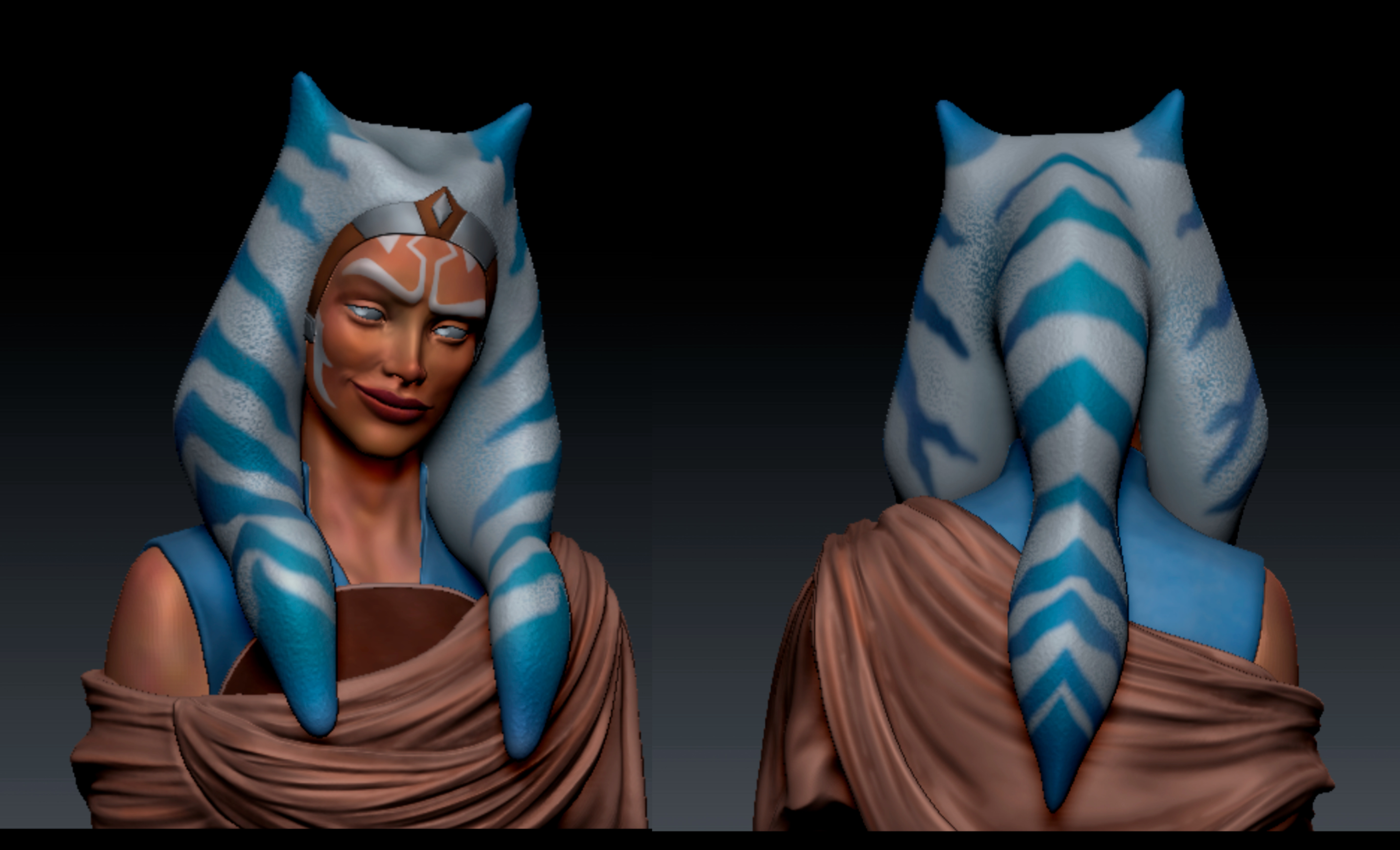 Togruta Warrior Bust for Printing Inspired by Ahsoka Tano 3D print model_1