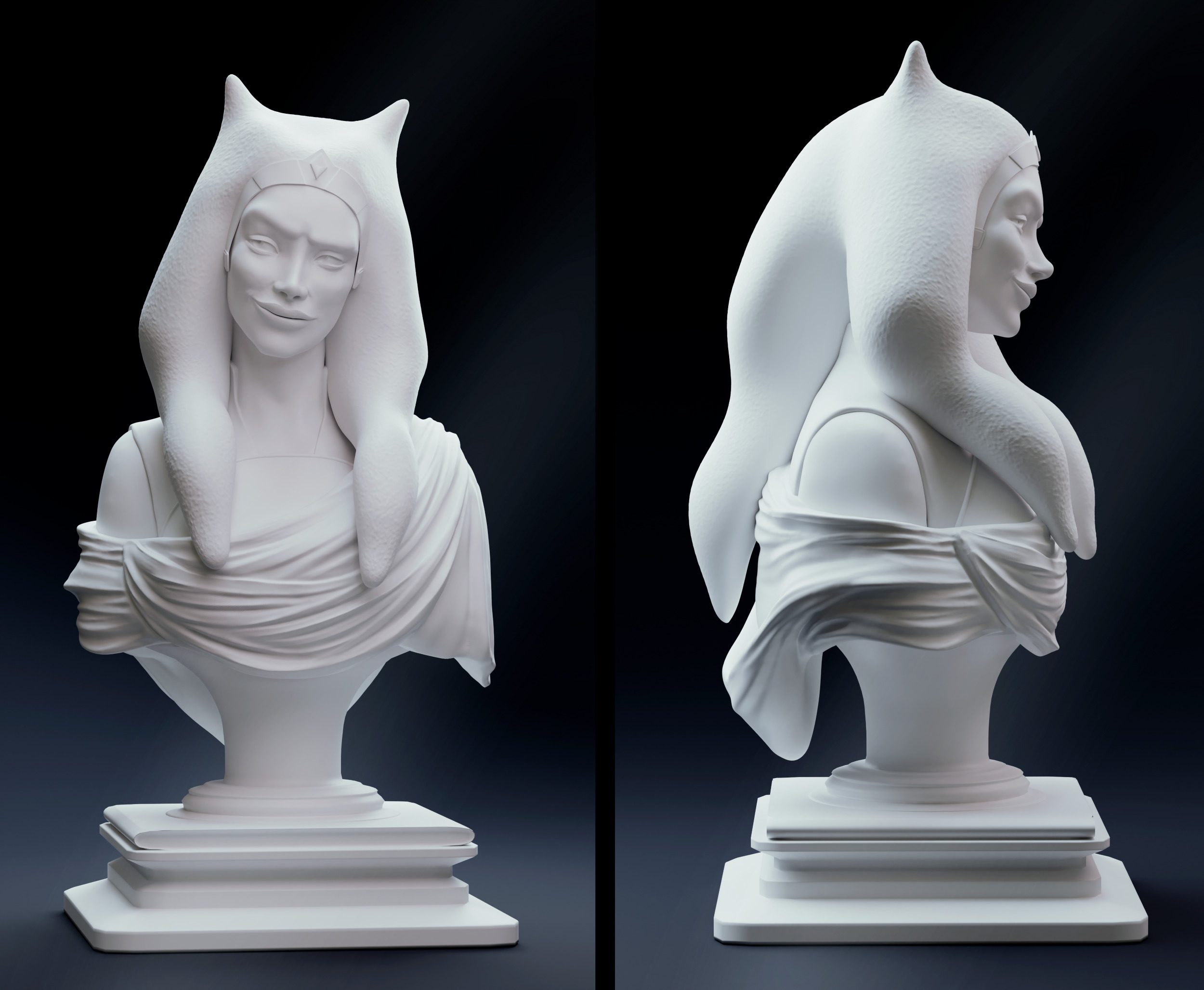 Togruta Warrior Bust for Printing Inspired by Ahsoka Tano 3D print model_6