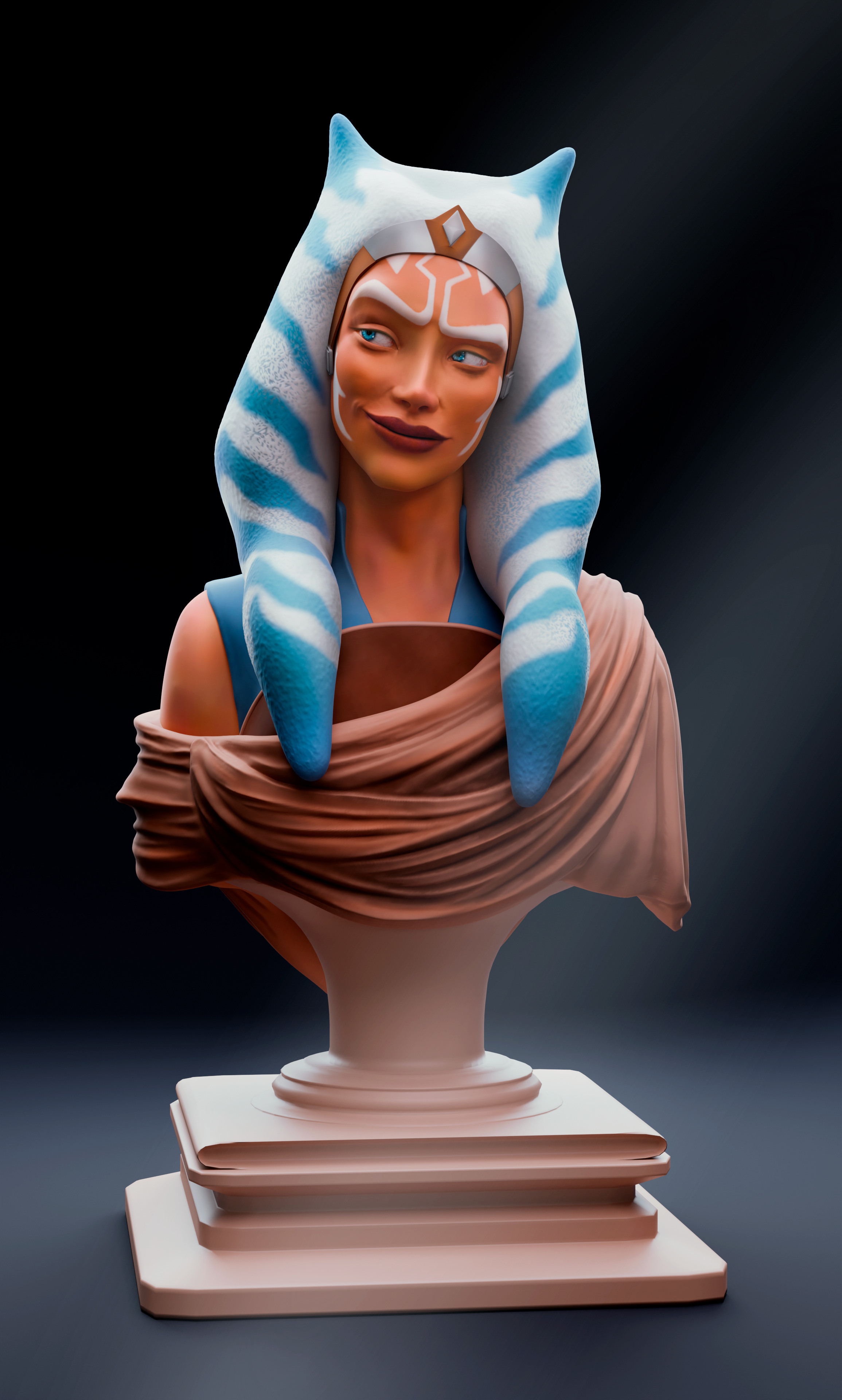 Togruta Warrior Bust for Printing Inspired by Ahsoka Tano 3D print model_4